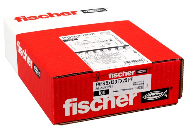Emballasje: "fischer justerskrue FAFS 5 x 120 T 25 PF til forborede karmer (NOBB 60031845)"