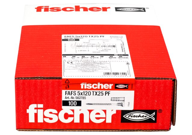 Packaging: "fischer justerklips-skrue FAFS 5 x 120 TX 25 PF"