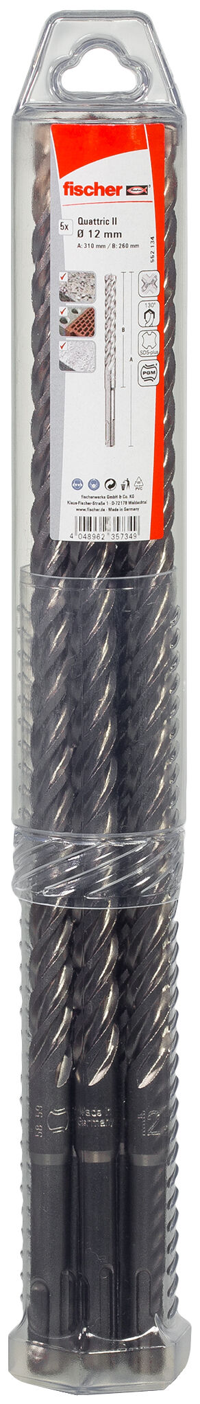 Packaging: "fischer Hammer drill Quattric II 8/200/265 S XP5"