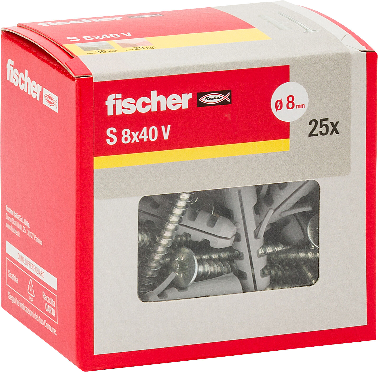 Confezione: "S 8x40 V Y tassello con vite"