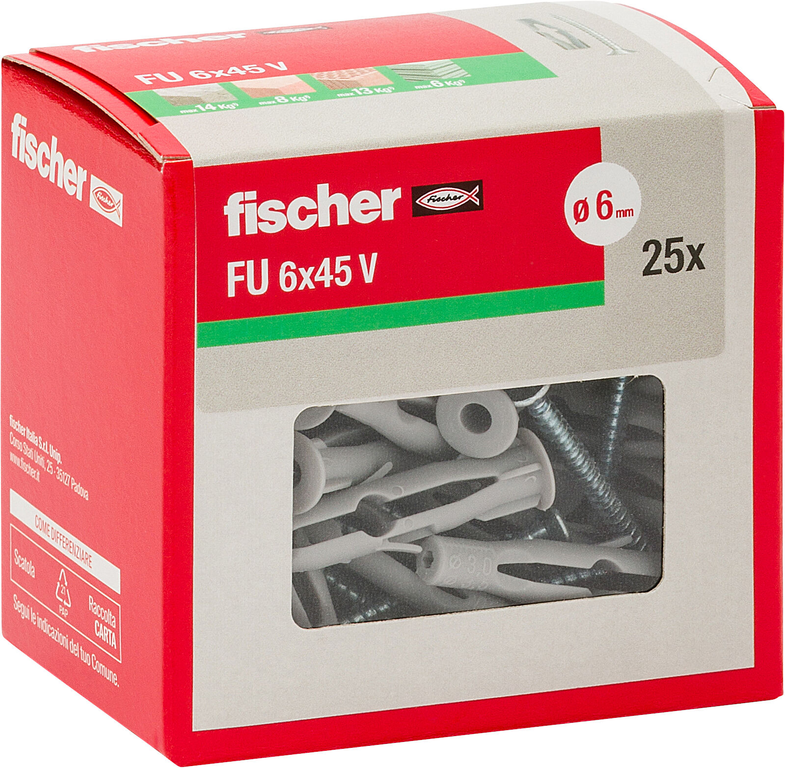 Confezione: "FU 6x45 V tassello con vite"