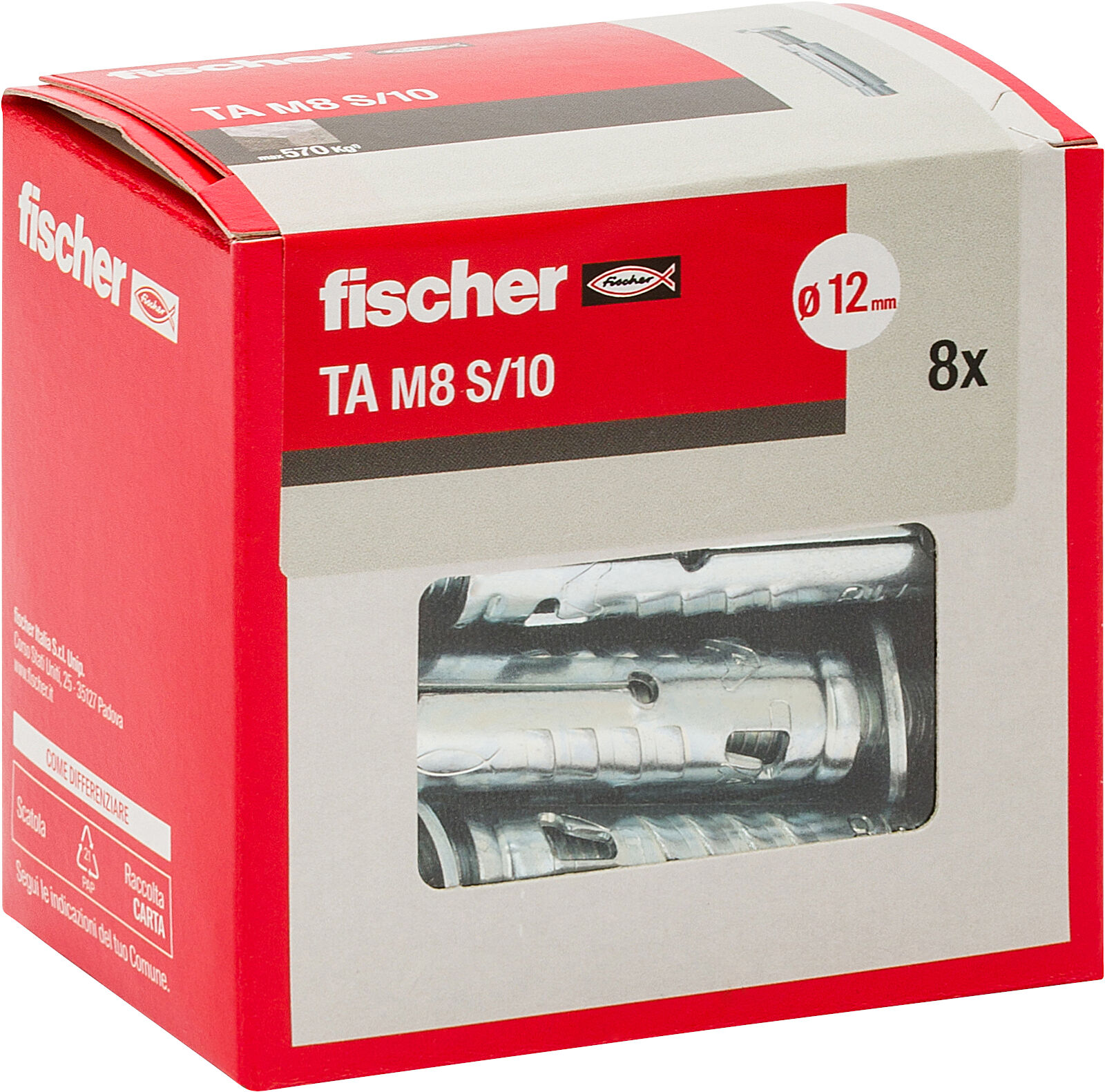 Confezione: "TA M8 S/10 Y Ancorante metallico con vite T.E."