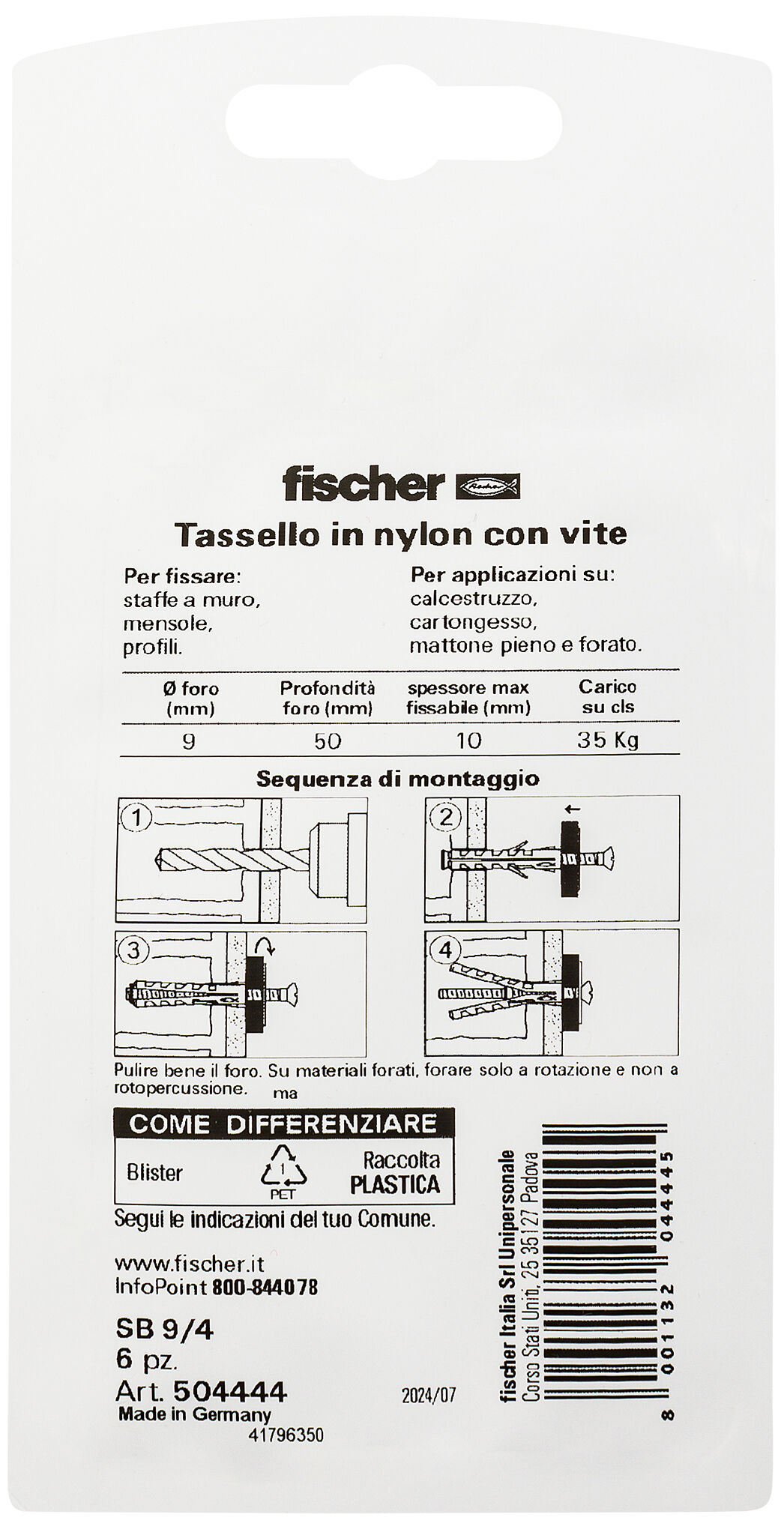 Confezione: "SB 9/4 K"