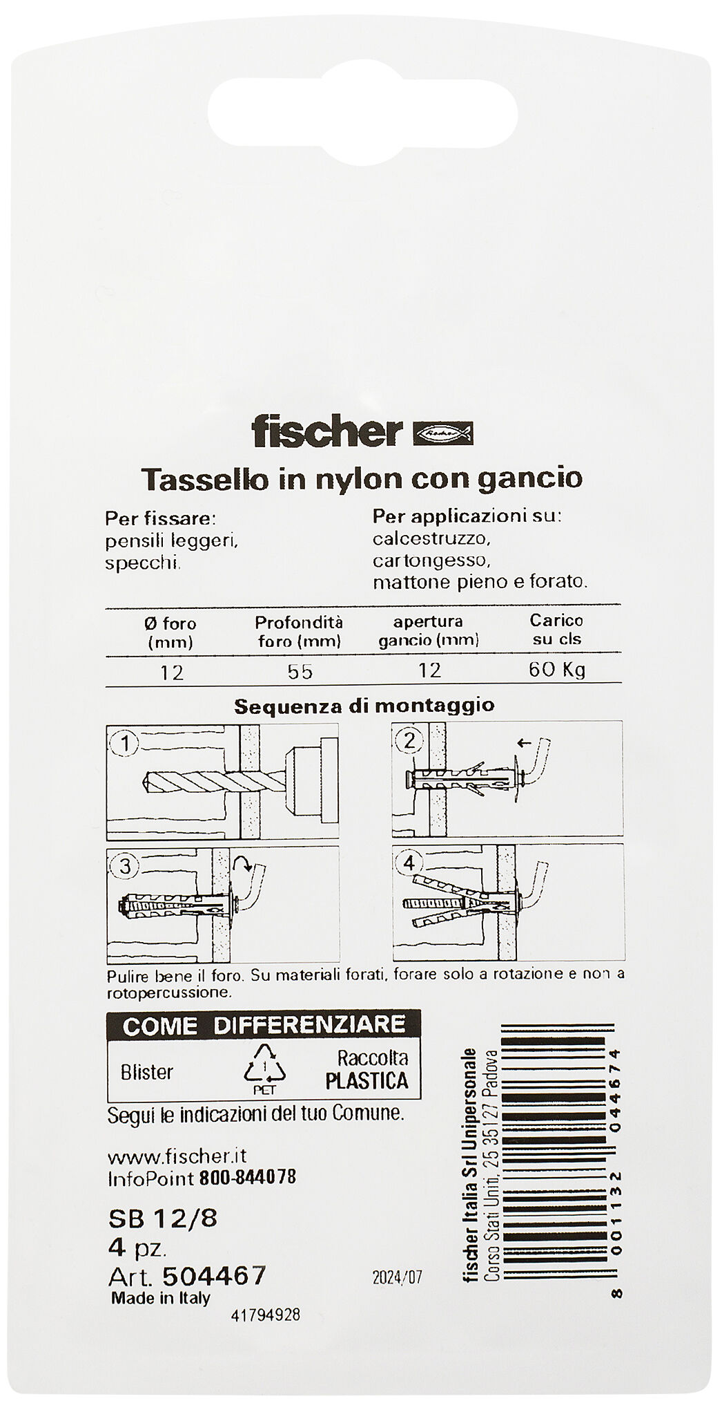 Confezione: "SB 12/8 K"