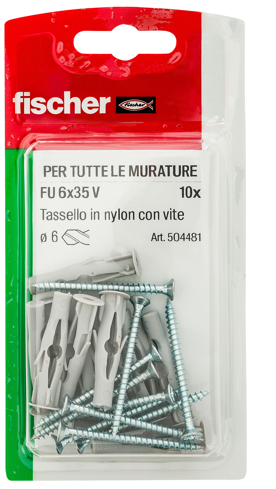 Confezione: "FU 6x35 V tassello con vite in blister"