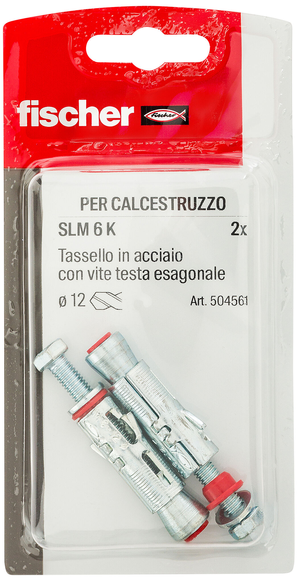 Confezione: "SLM 6 K Ancorante metallico con corpo espandente con vite testa esagonale in blister"