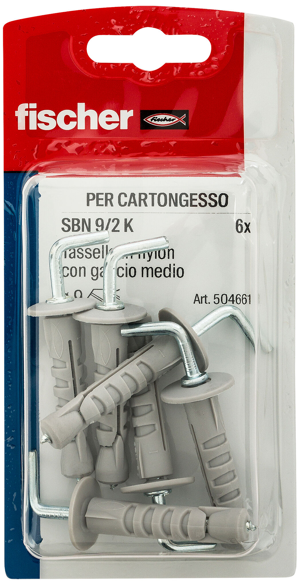 Confezione: "SBN 9/2 K Fissaggio per lastre con gancio medio in blister"