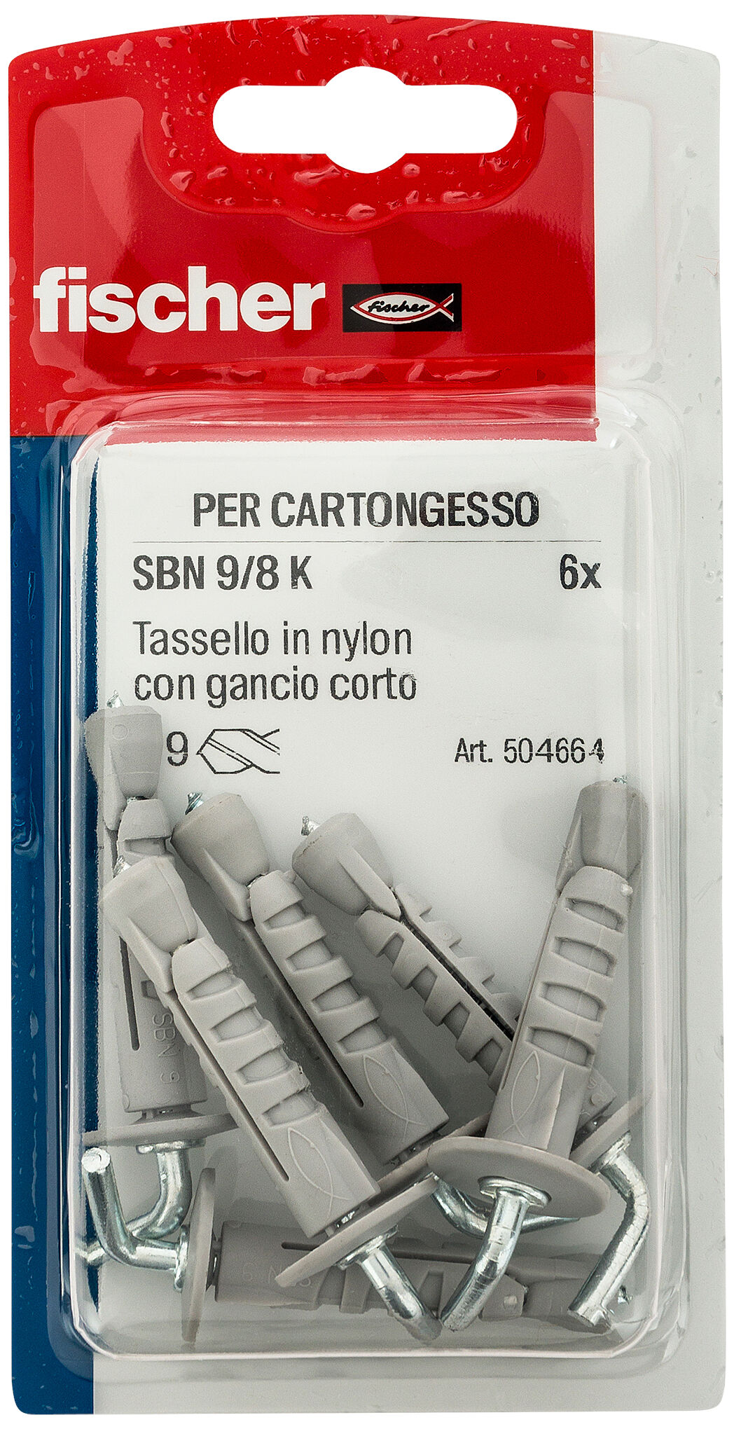 Confezione: "SBN 9/8 K Fissaggio per lastre con gancio corto in blister"