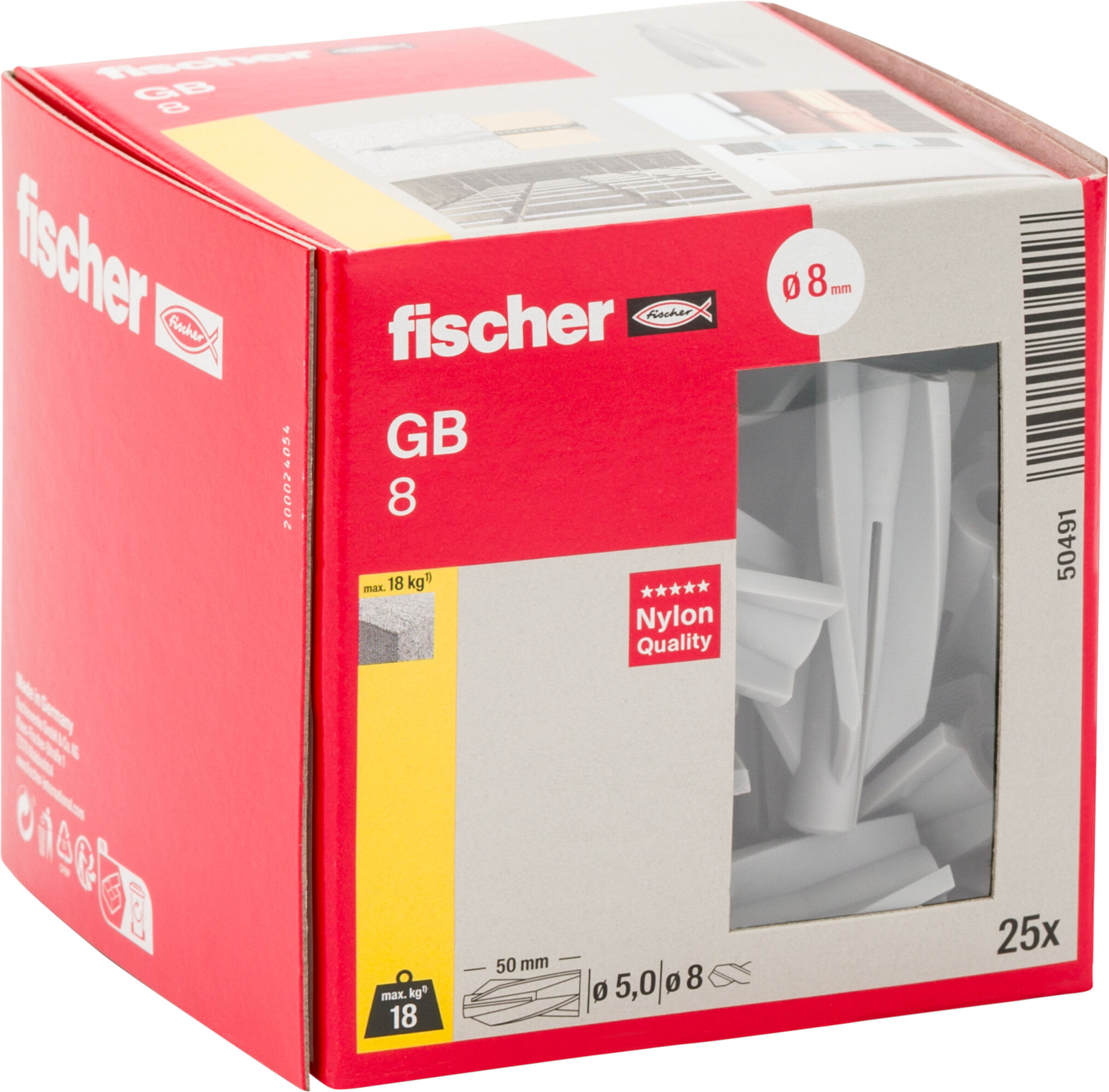 Verpackung: "fischer Gasbetondübel GB 8"
