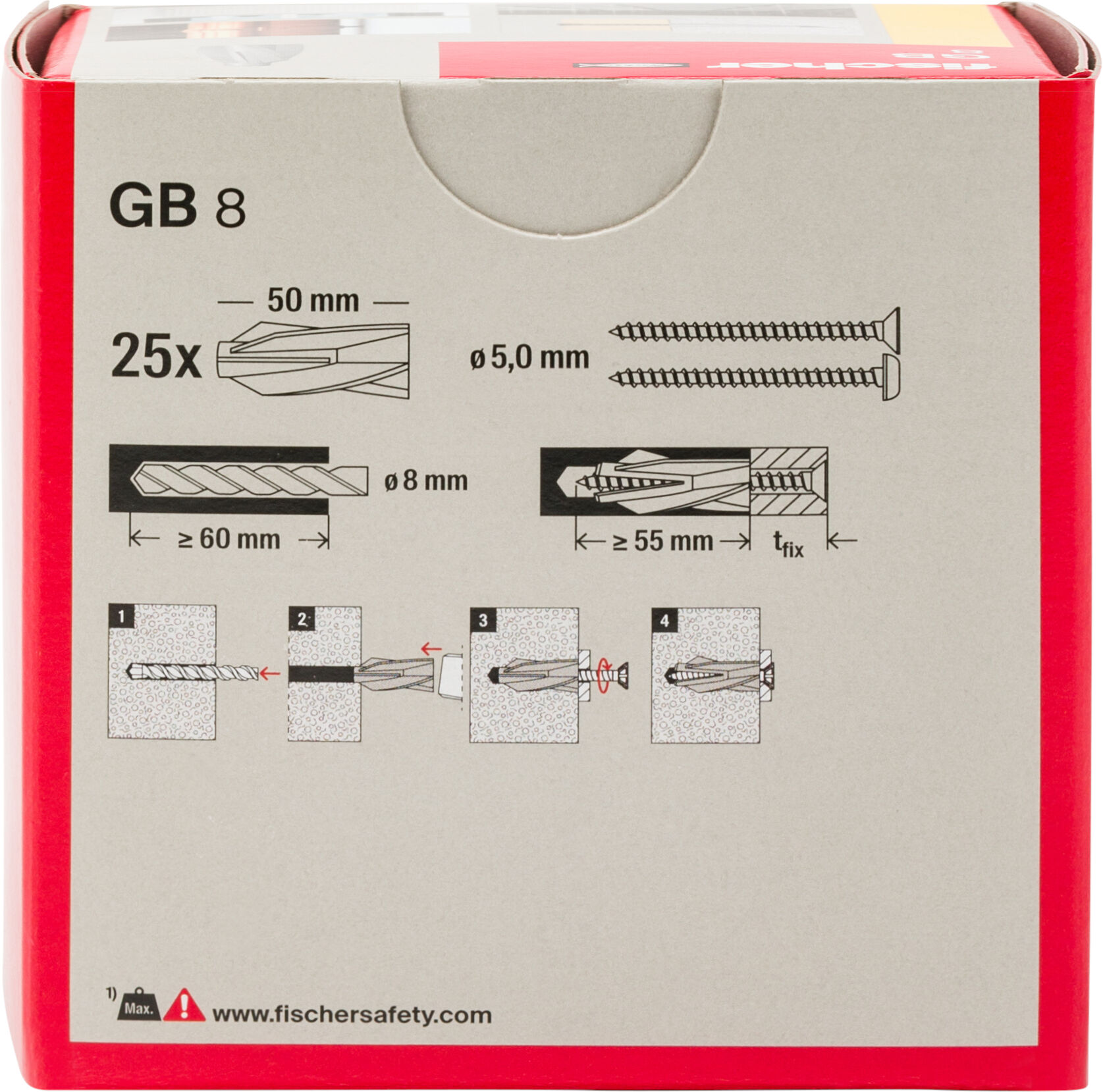 Verpackung: "fischer Gasbetondübel GB 8"
