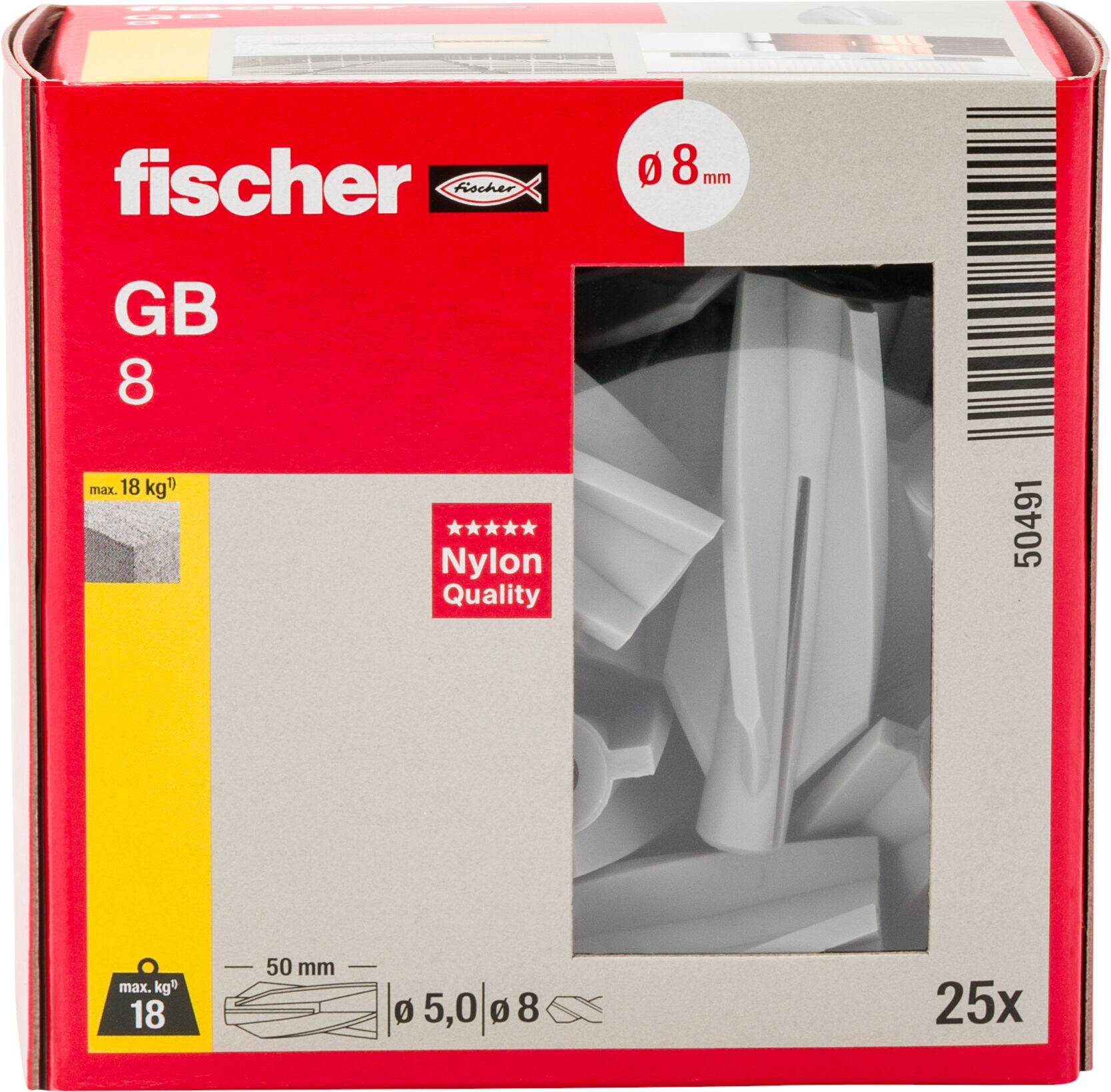 Verpackung: "fischer Gasbetondübel GB 8"