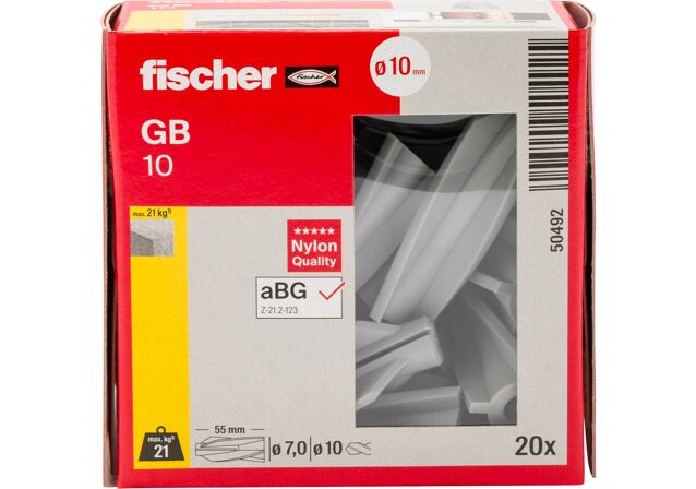 Verpackung: "fischer Gasbetondübel GB 10"