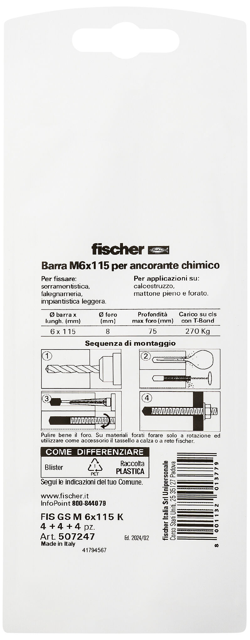 Packaging: "fischer Injection threaded anchor FIS GS M6 x 110 K"