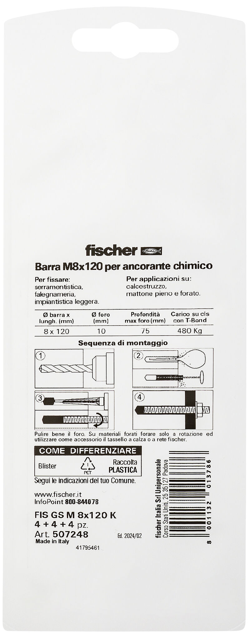 Confezione: "FIS GS M 8X120 K"