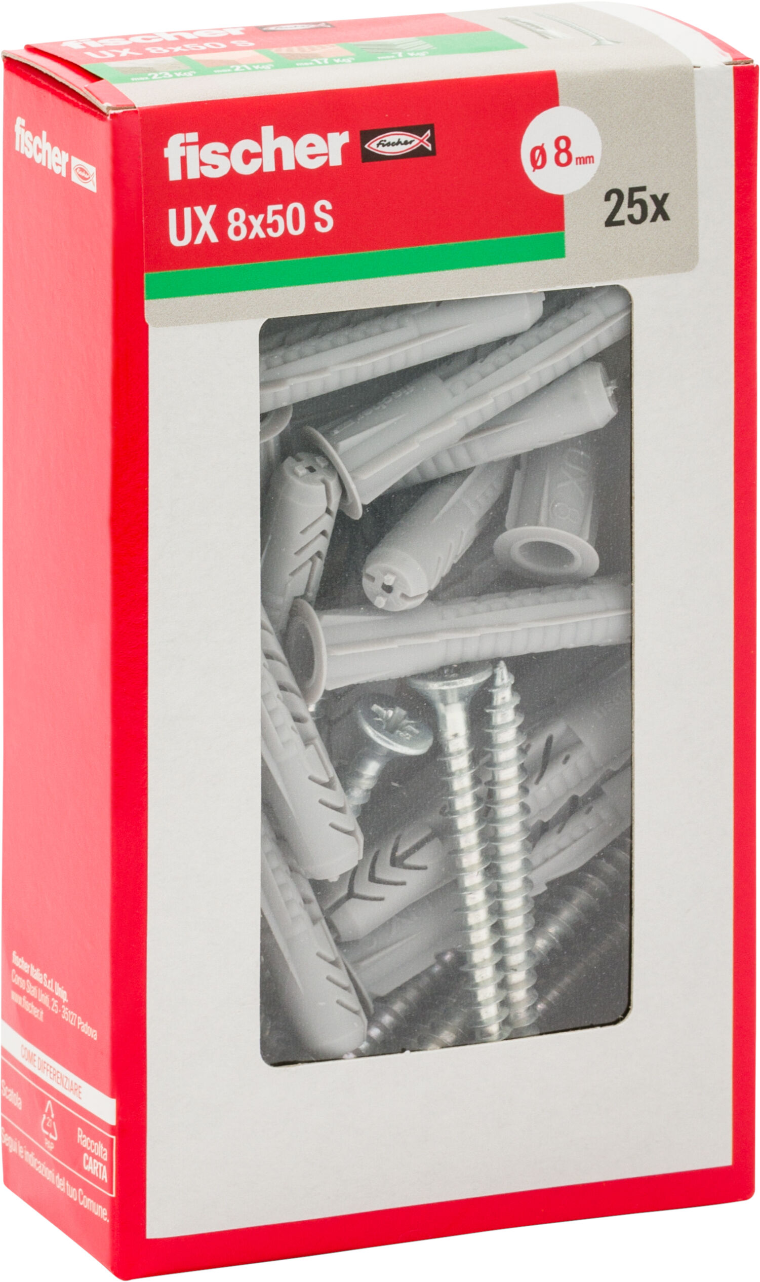 Confezione: "UX 8x50 S Y tassello con vite"