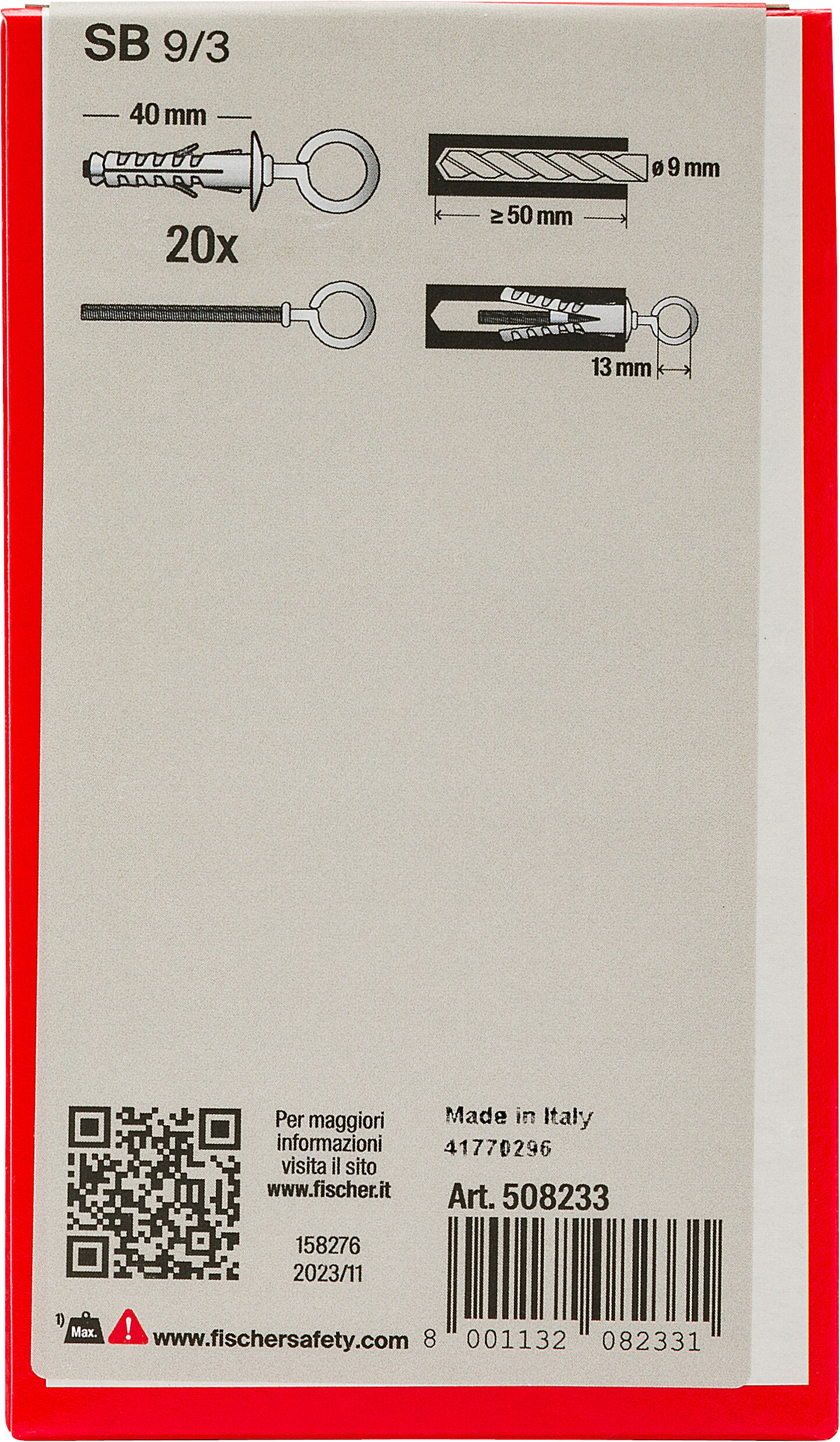 Confezione: "SB 9/3 Y"