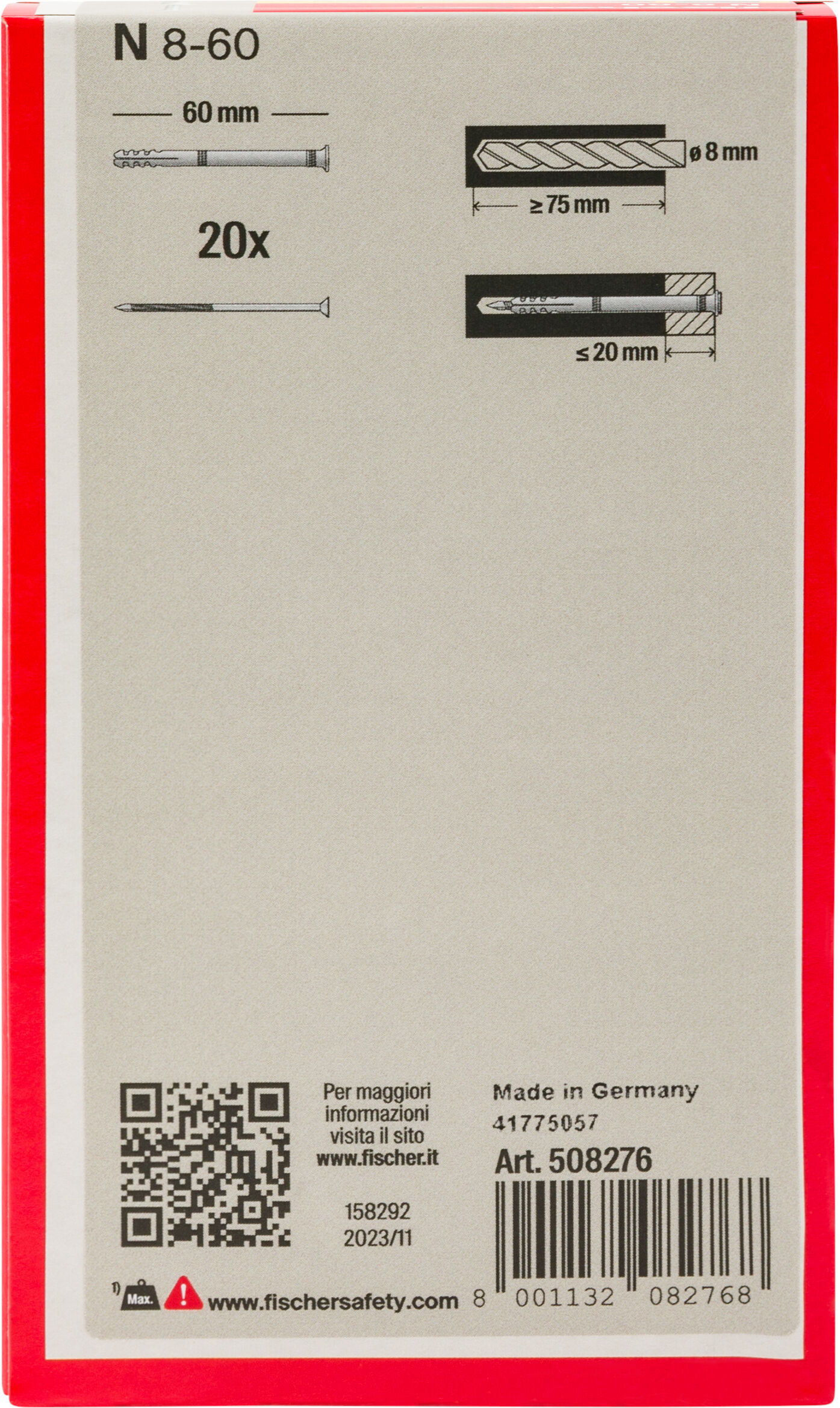 Confezione: "N 8x60 Y"