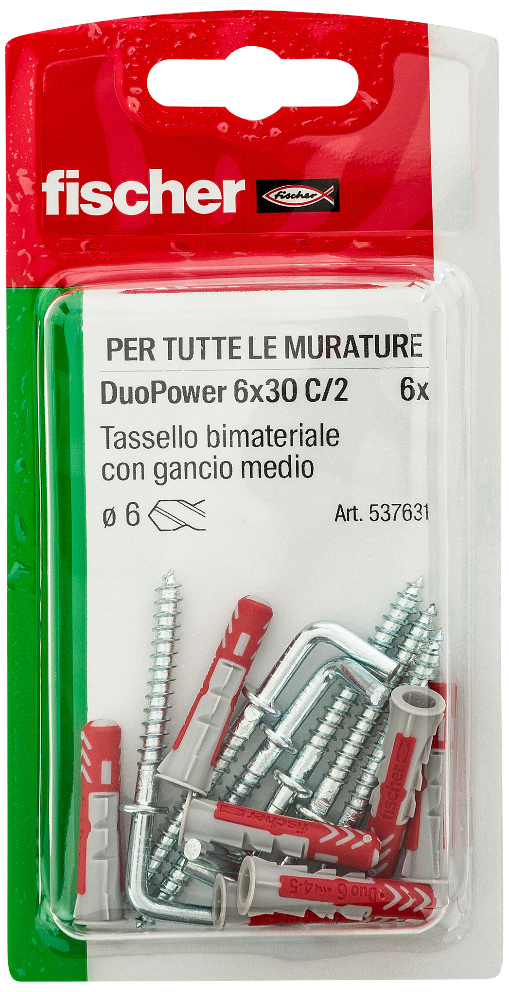 Confezione: "DuoPower 6/2 tassello con gancio medio in blister"
