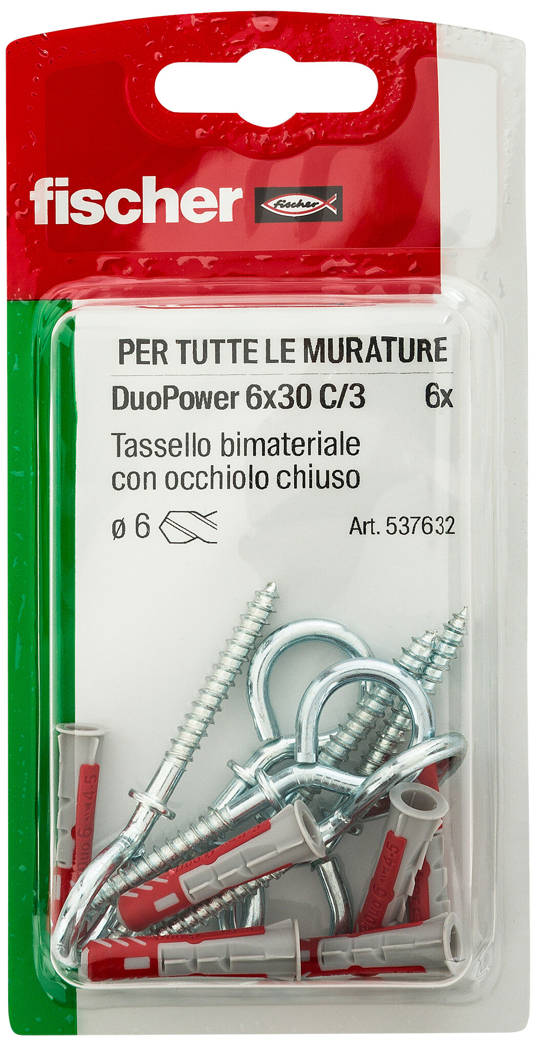 Confezione: "DuoPower 6/3 tassello con occhiolo chiuso in blister"