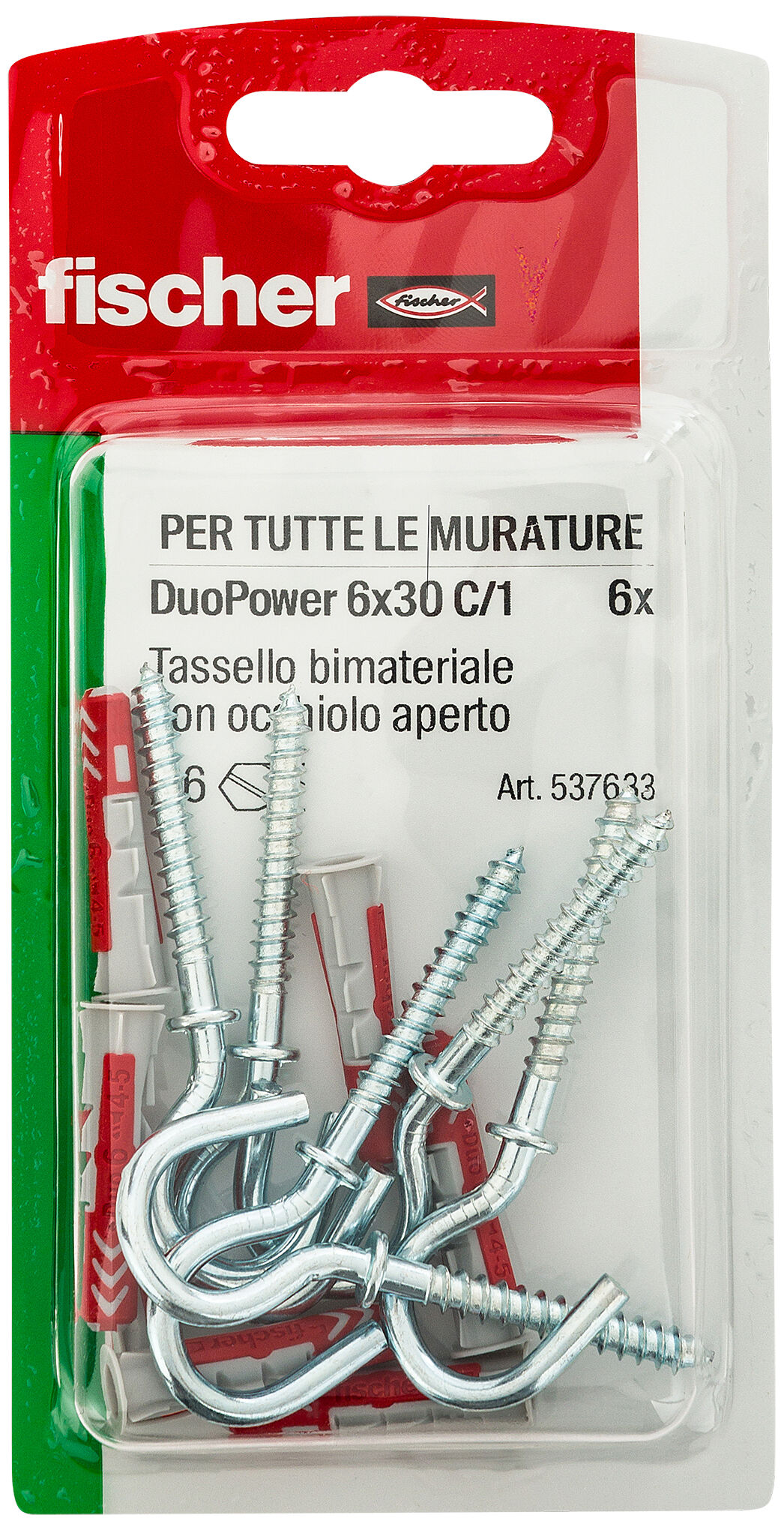 Confezione: "DuoPower 6/1 tassello con occhiolo aperto in blister"