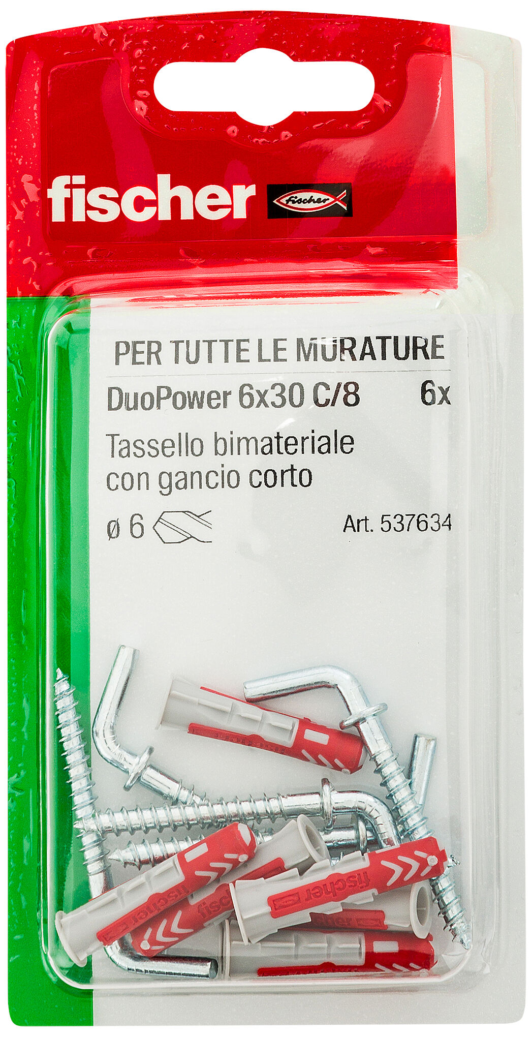 Confezione: "DuoPower 6/8 tassello con gancio corto in blister"