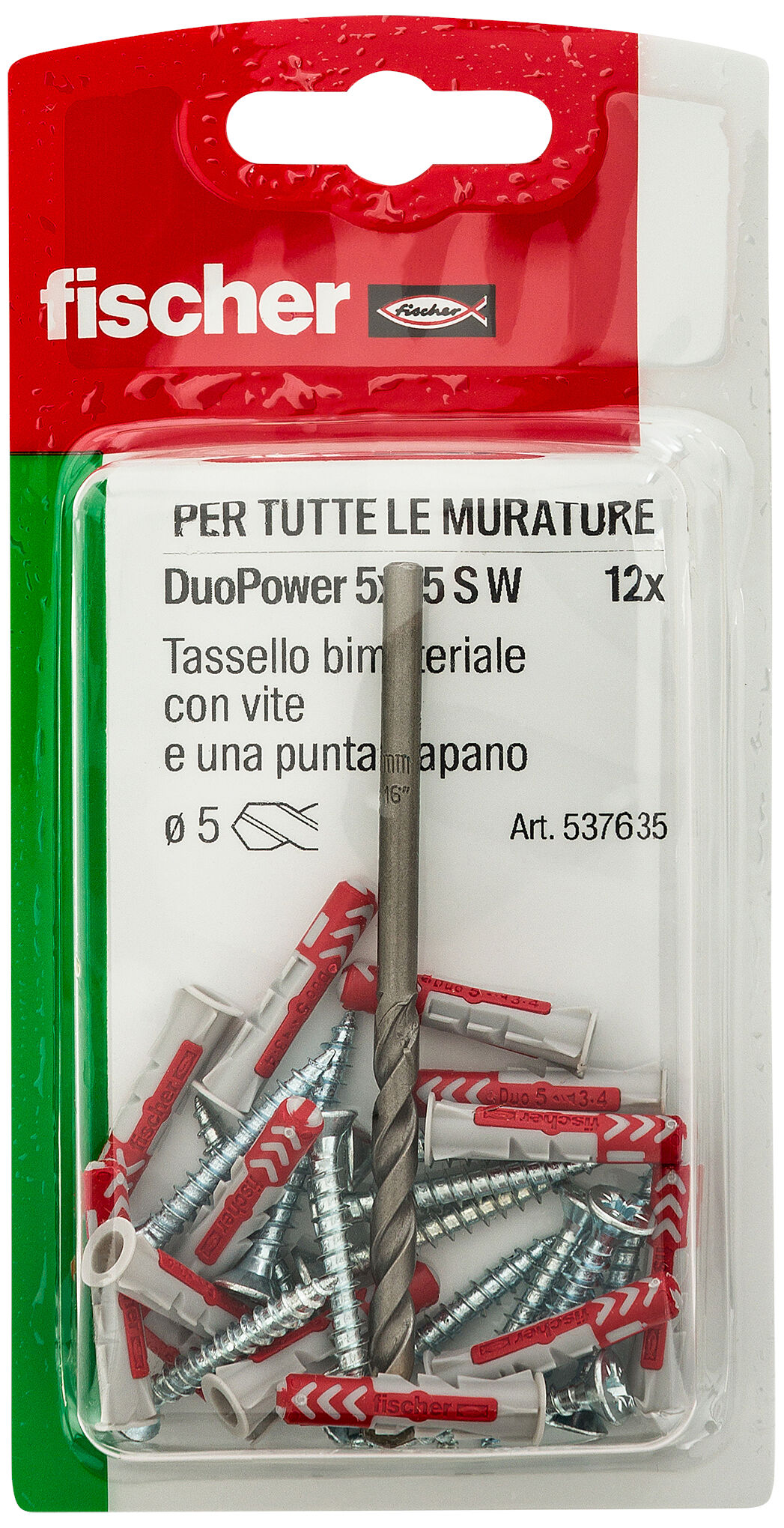 Confezione: "DuoPower 5x25 S W100 tassello con vite e punta in blister"