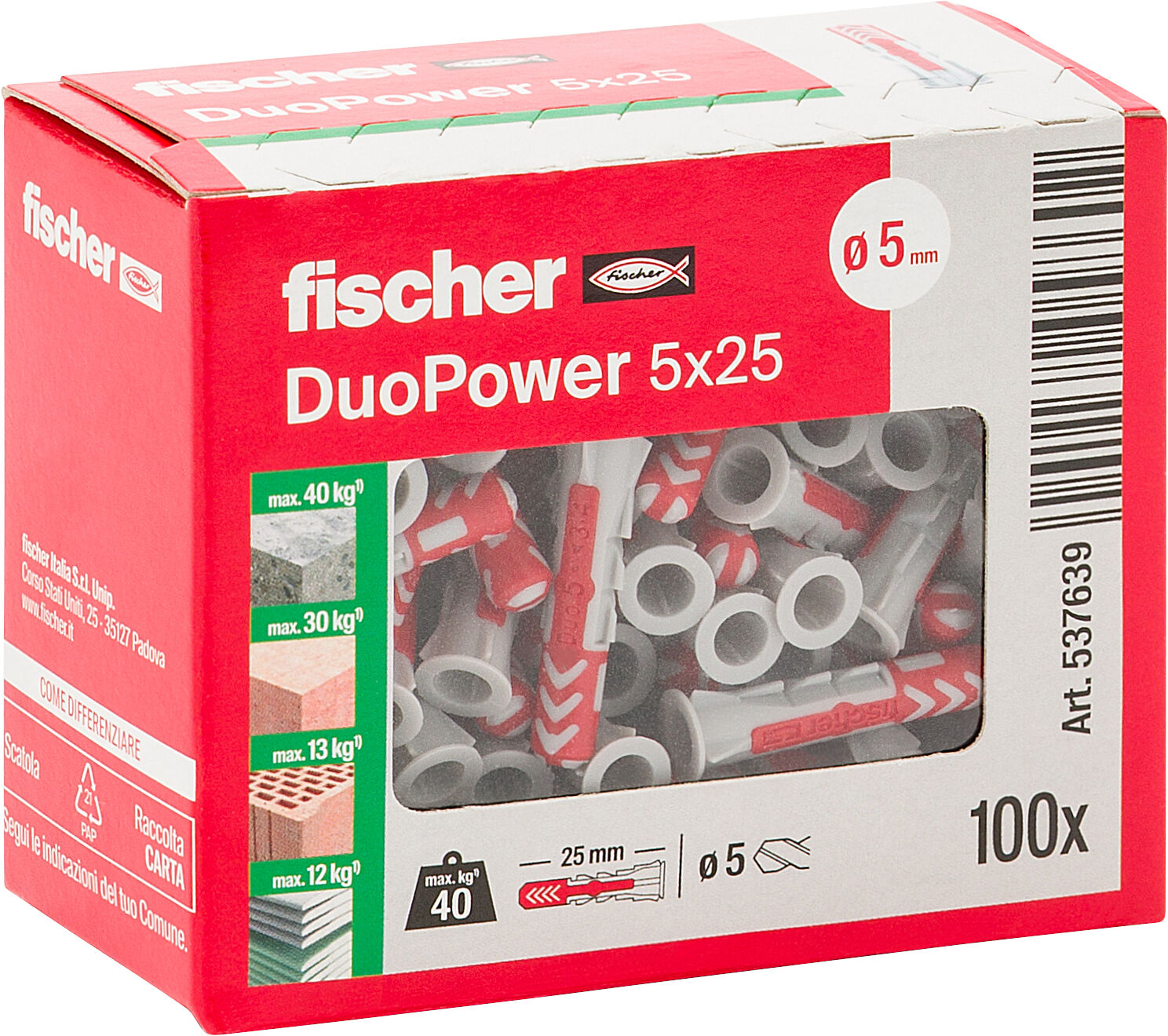 Confezione: "DuoPower 5x25 tassello"