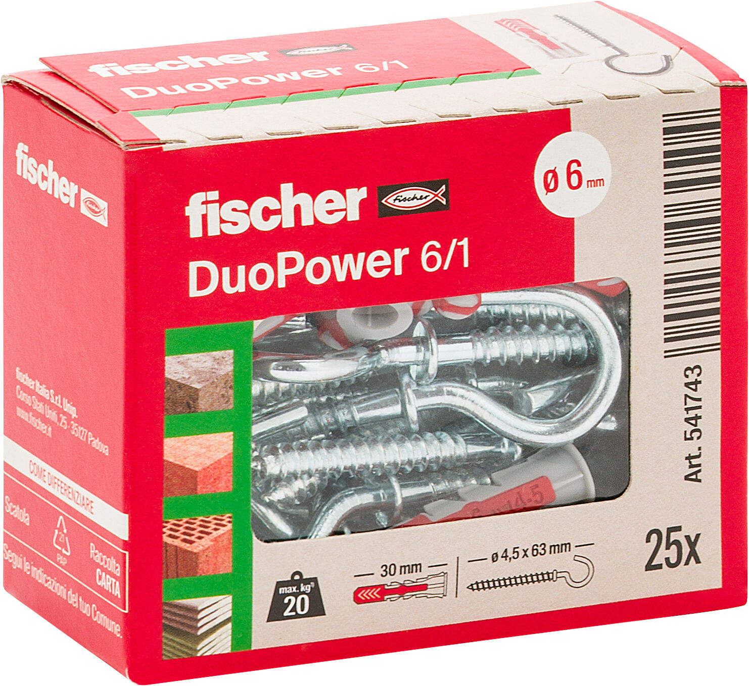 Confezione: "DuoPower 6/1 tassello con occhiolo aperto"