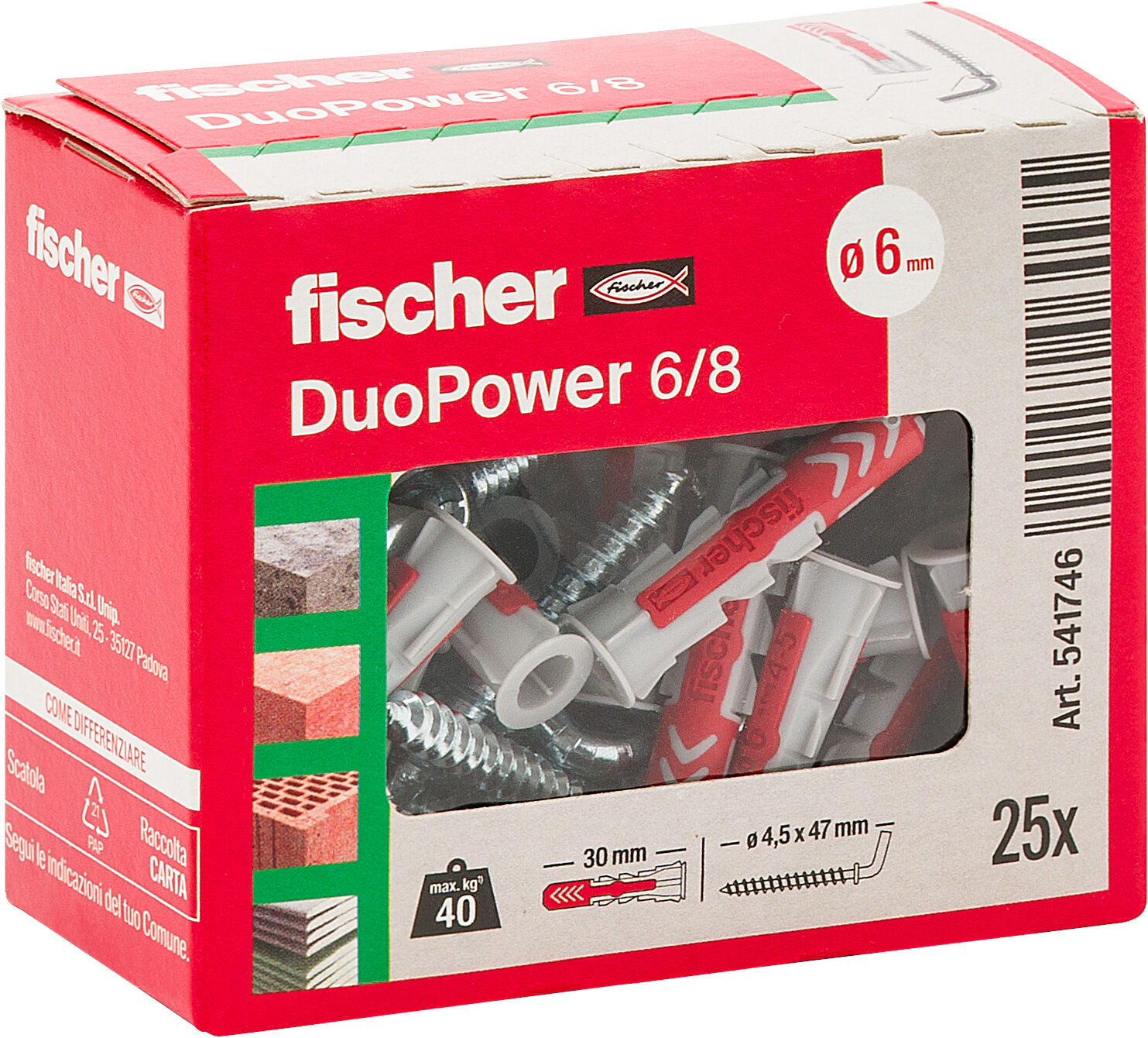 Confezione: "DuoPower 6/8 tassello con gancio corto"