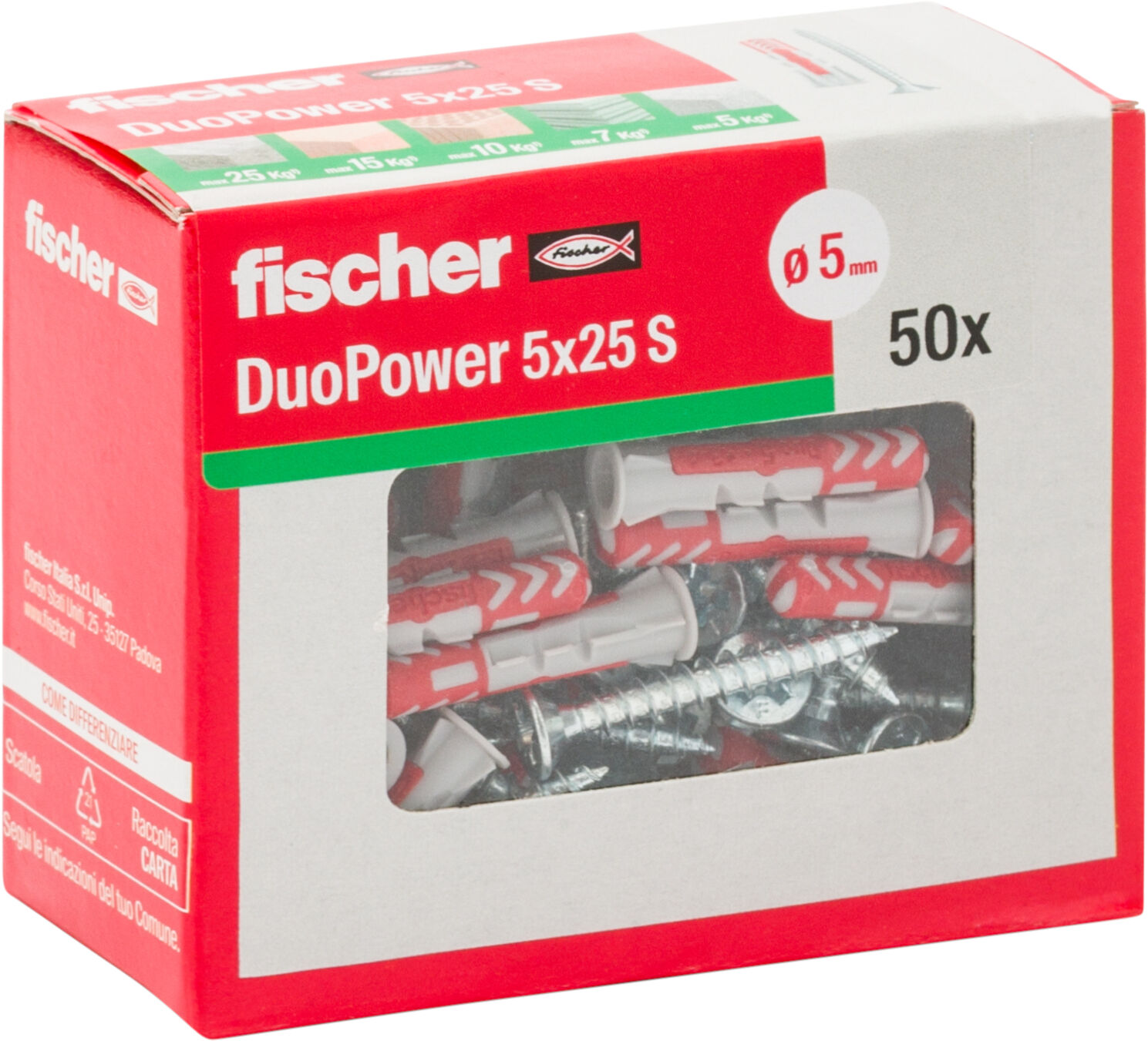 Confezione: "DuoPower 5x25 S Y tassello con vite"