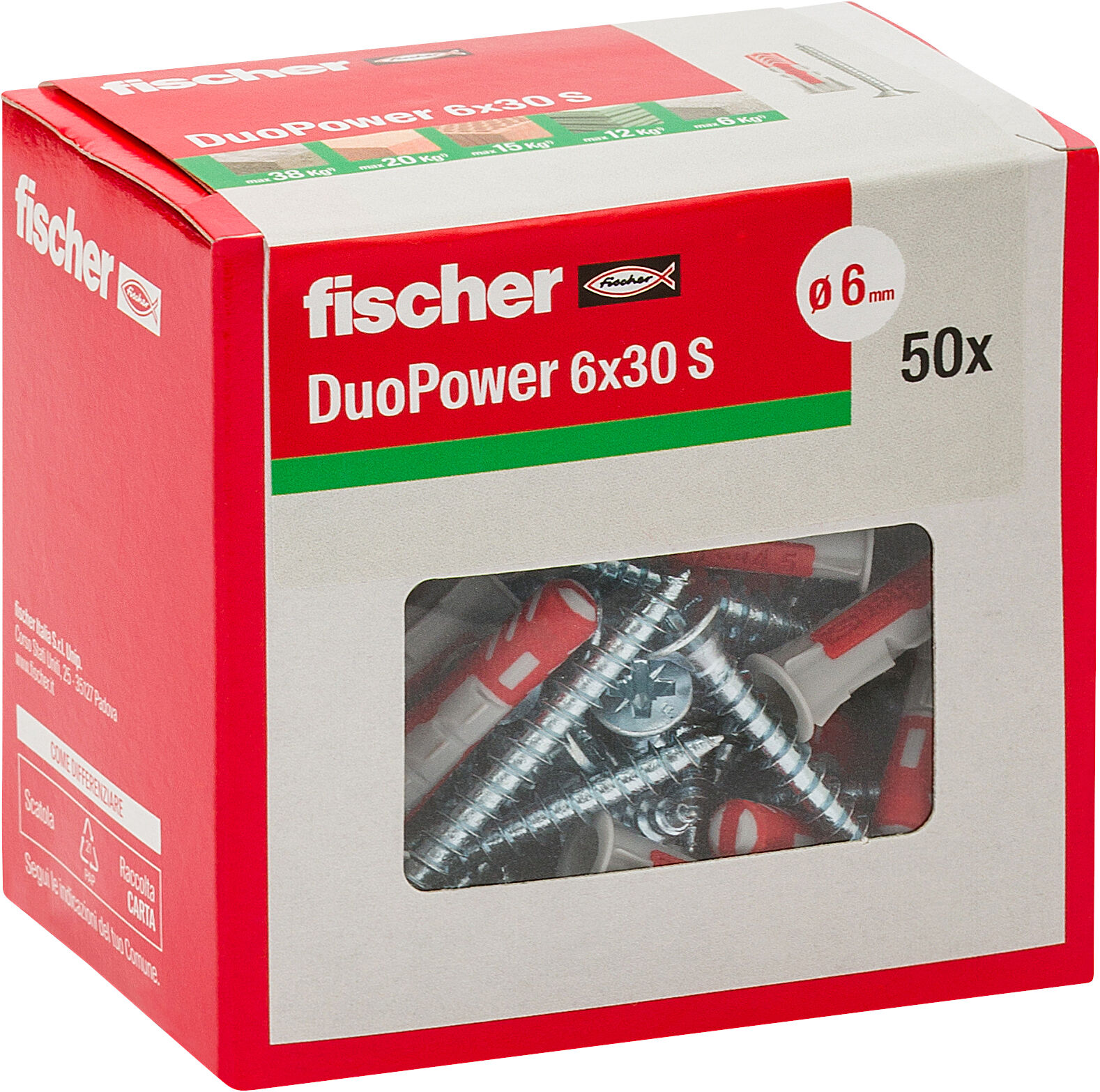 Confezione: "DuoPower 6x30 S Y tassello con vite"