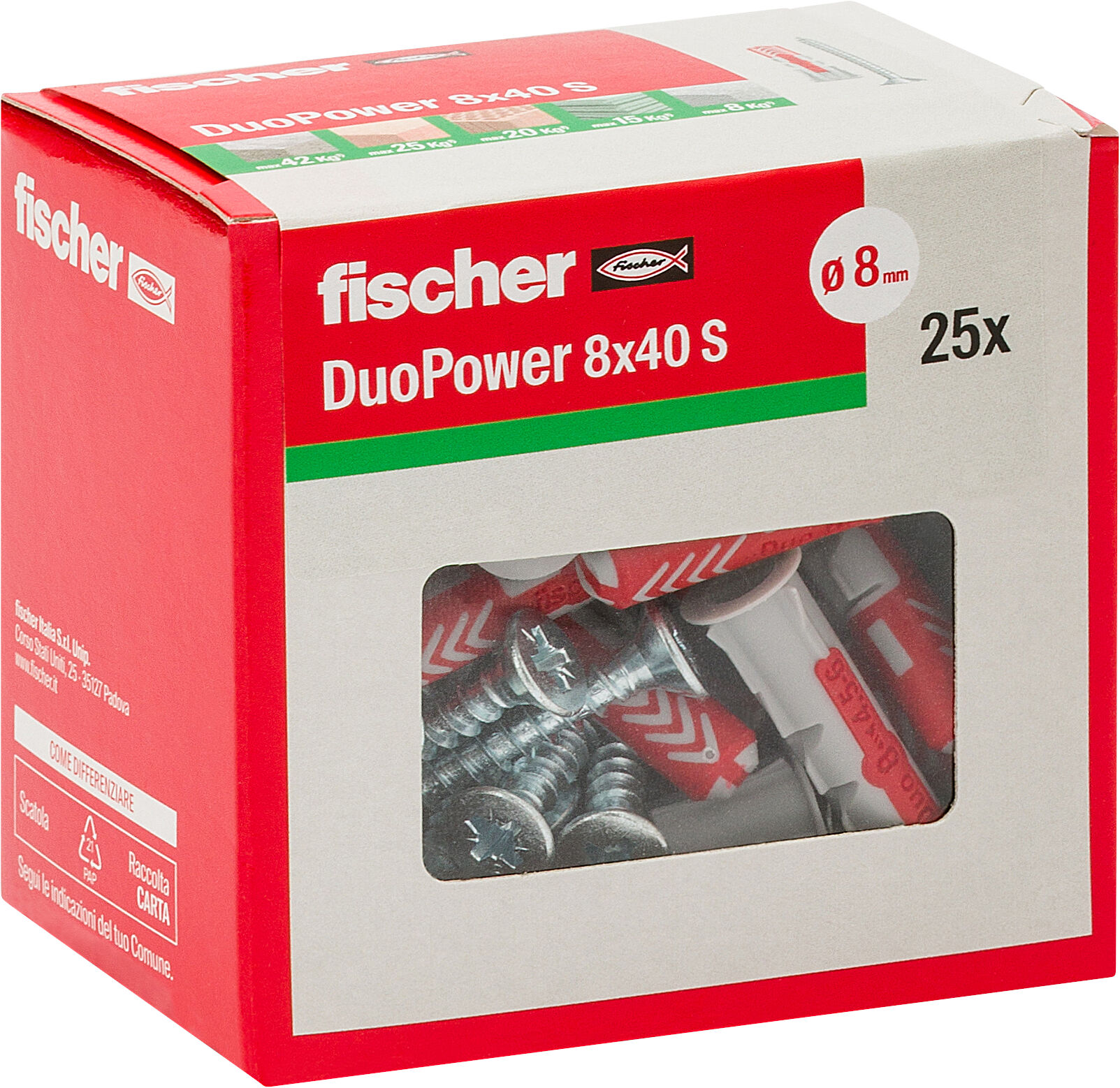 Confezione: "DuoPower 8x40 S Y tassello con vite"