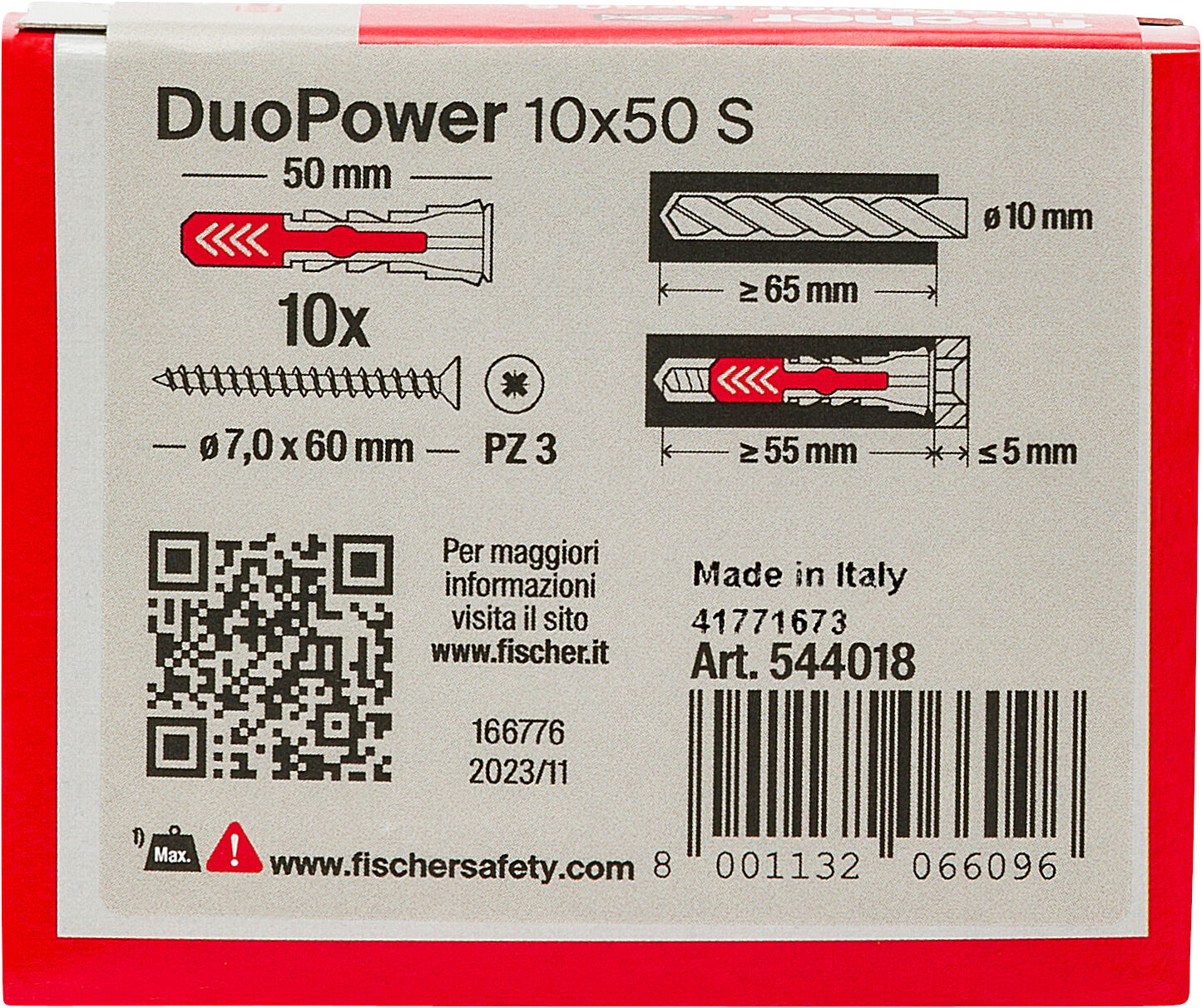 Confezione: "DuoPower 10x50 S Y tassello con vite"