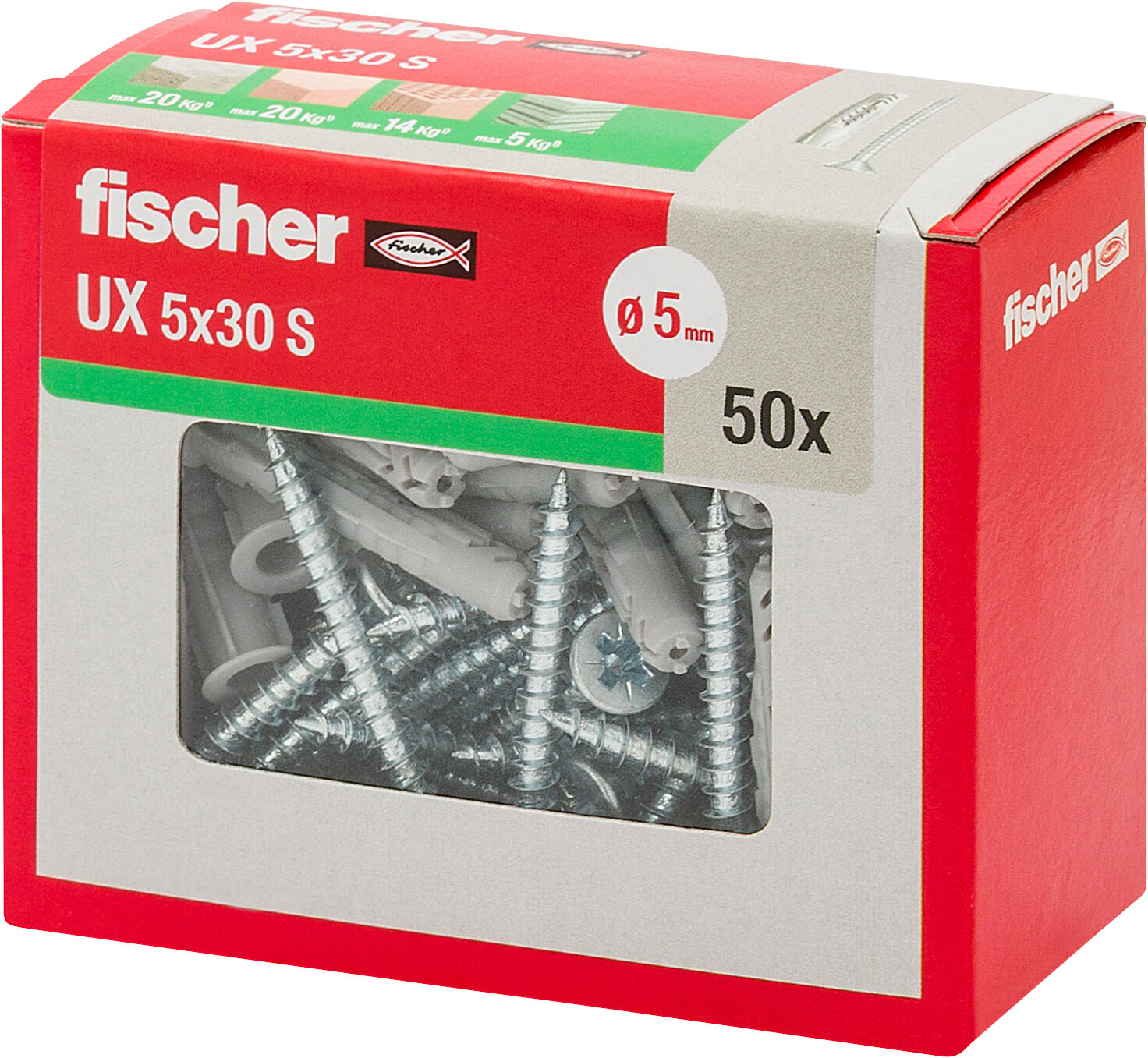 Confezione: "UX 5x30 S Y tassello con vite"