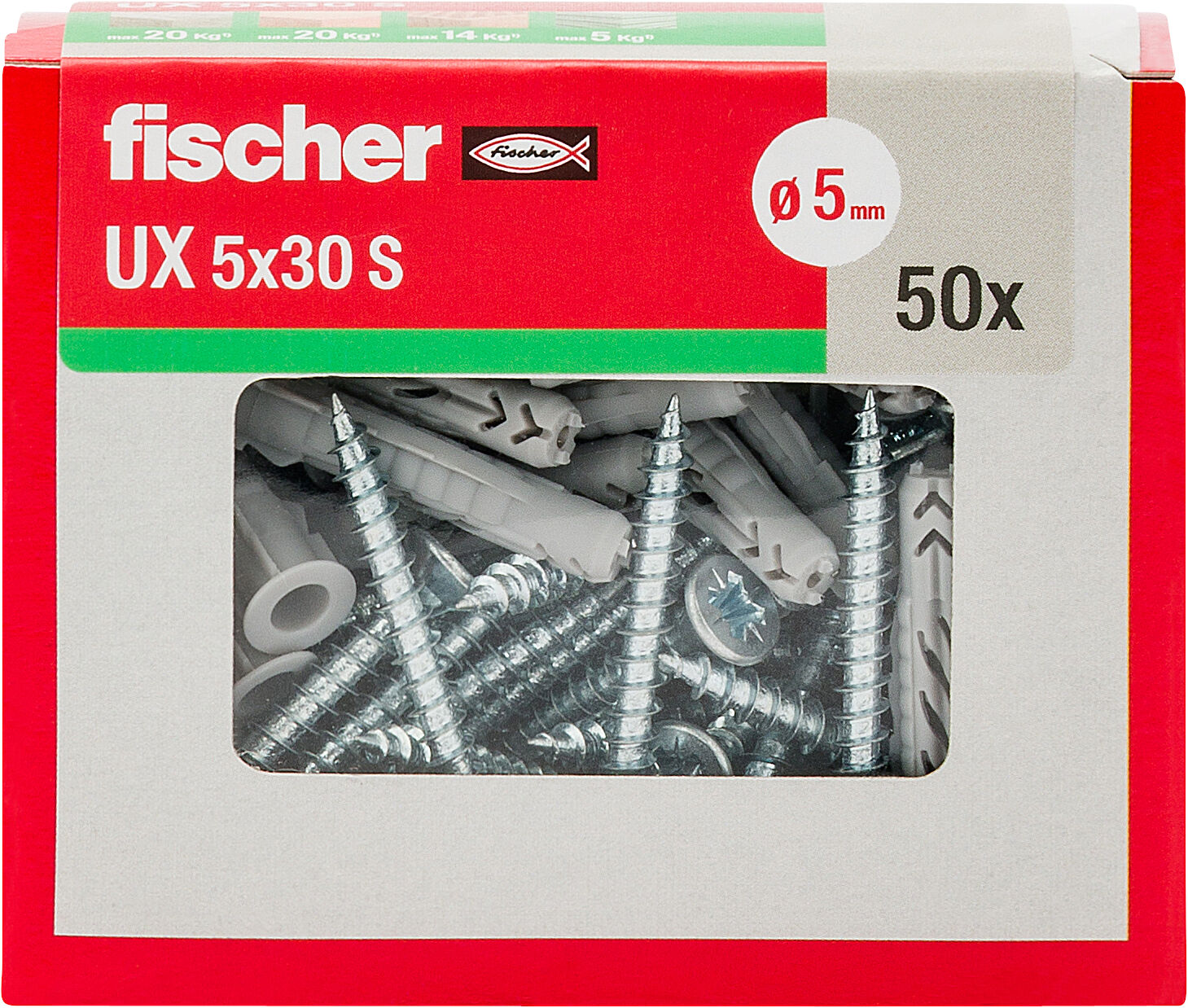 Confezione: "UX 5x30 S Y tassello con vite"