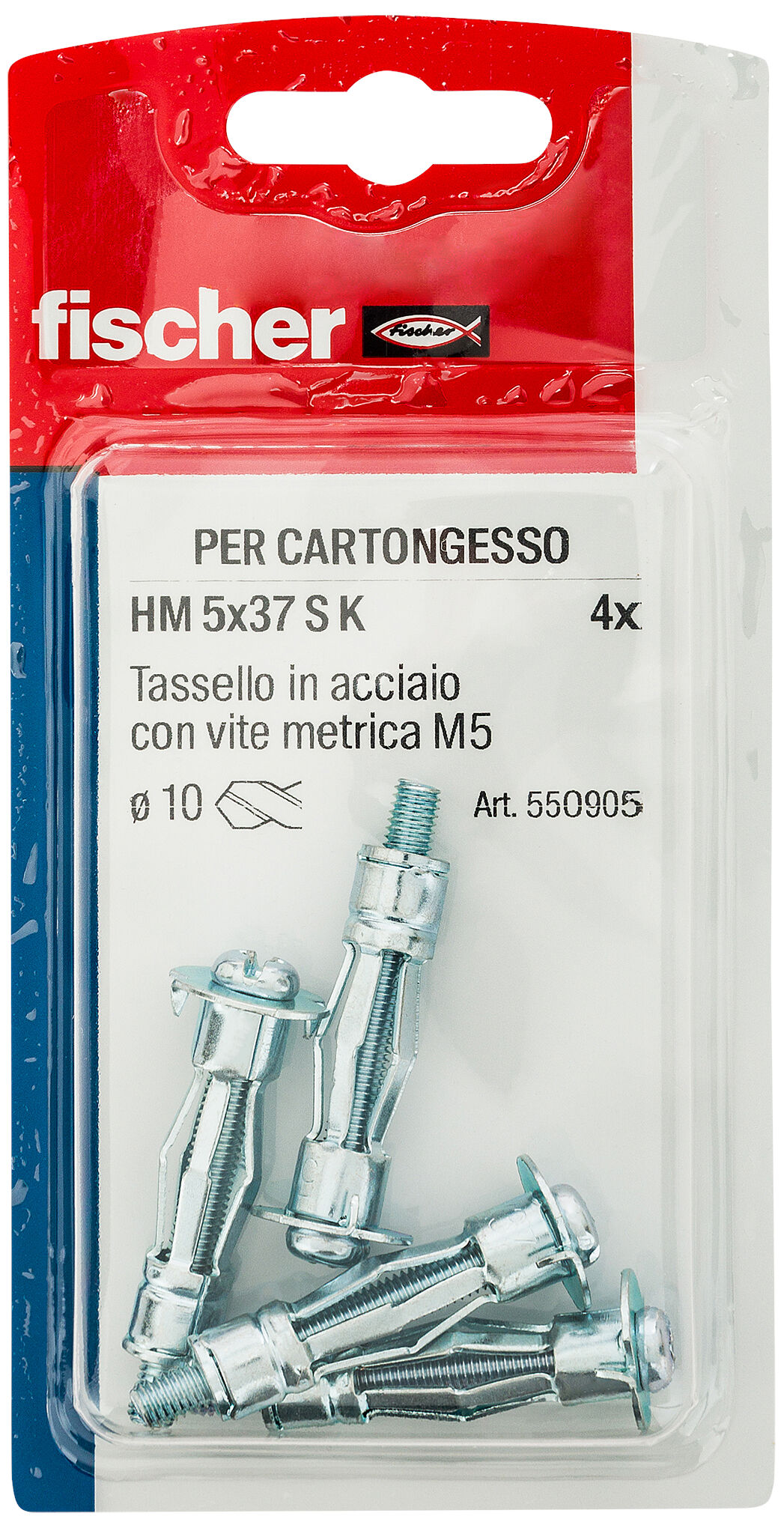 Confezione: "HM 5X37 S K Fissaggio metallico per lastre e pannelli con vite in blister"