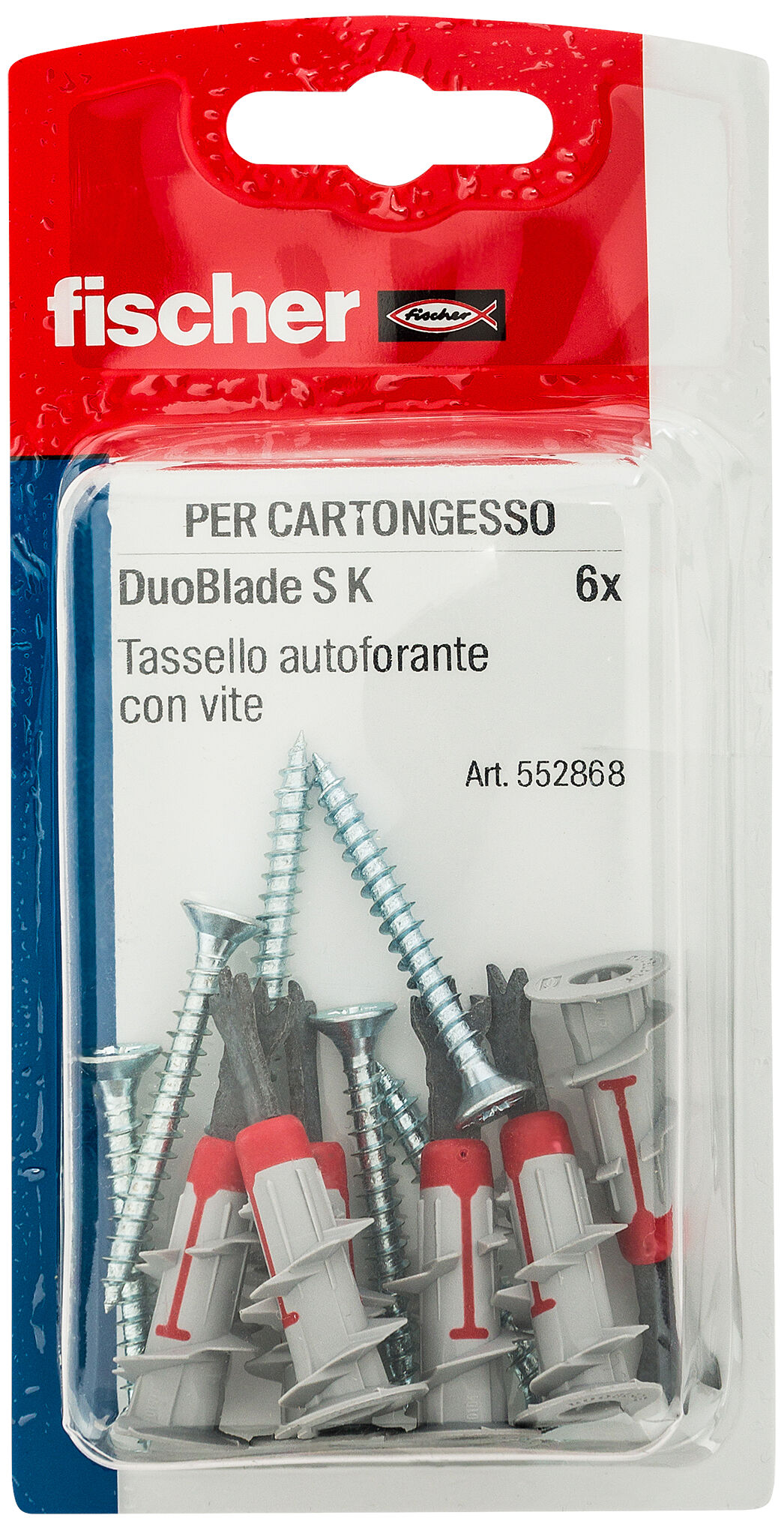 Confezione: "DuoBlade S Tassello autoforante per cartongesso con vite in blister"