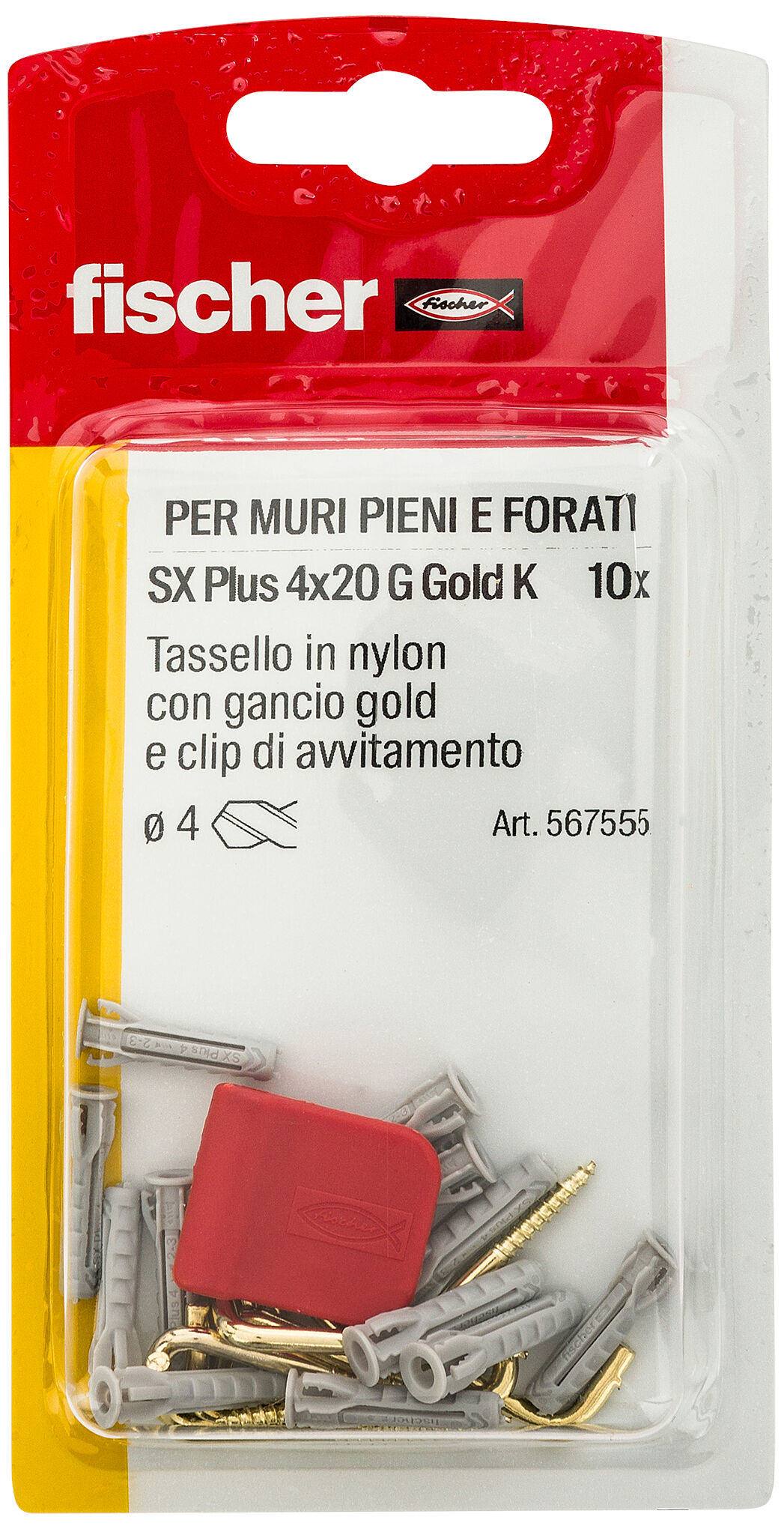 Confezione: "SX Plus 4x20 G Gold Tassello con Gancio Oro in Blister"