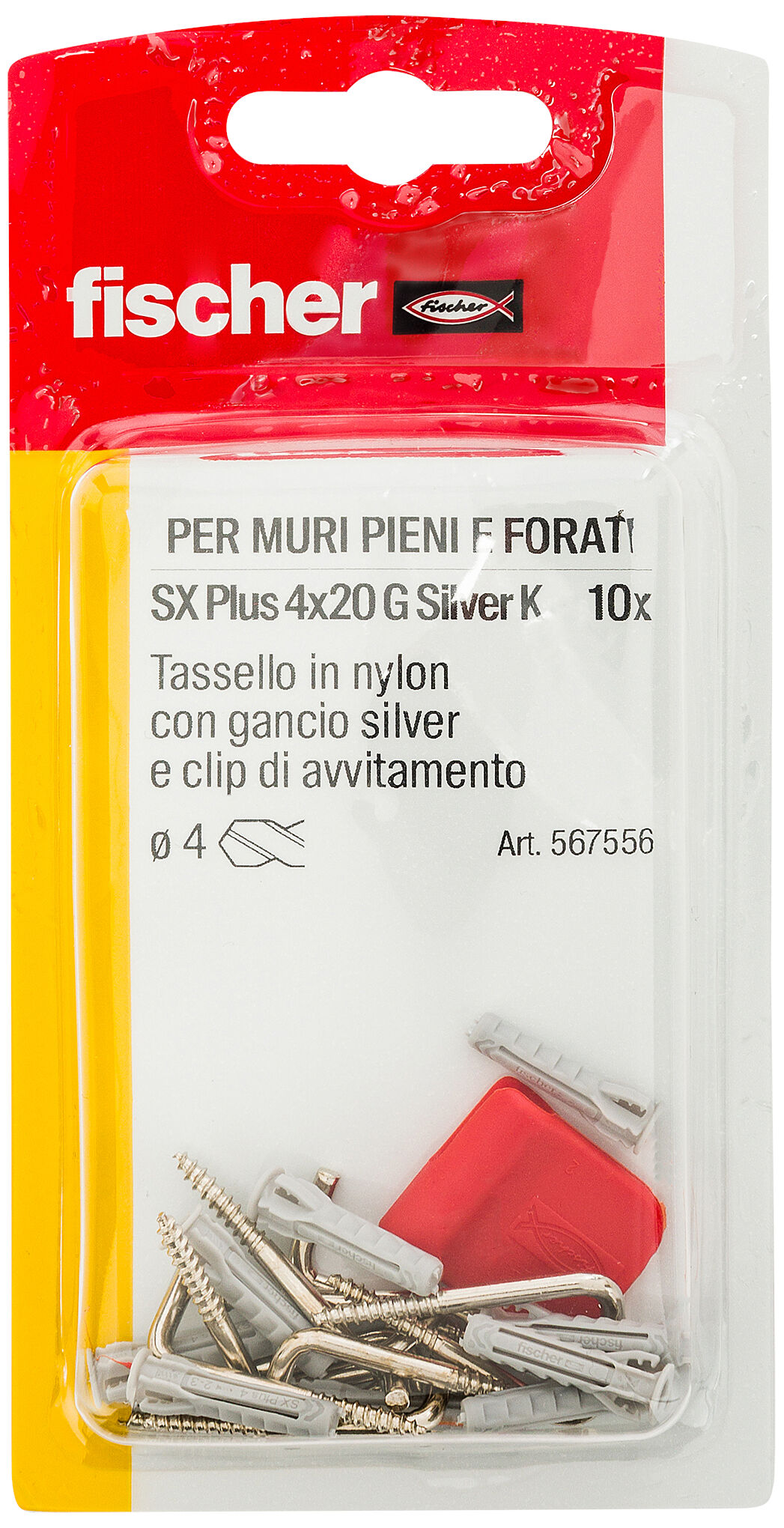 Confezione: "SX Plus 4x20 G Tassello con Gancio Silver in Blister"
