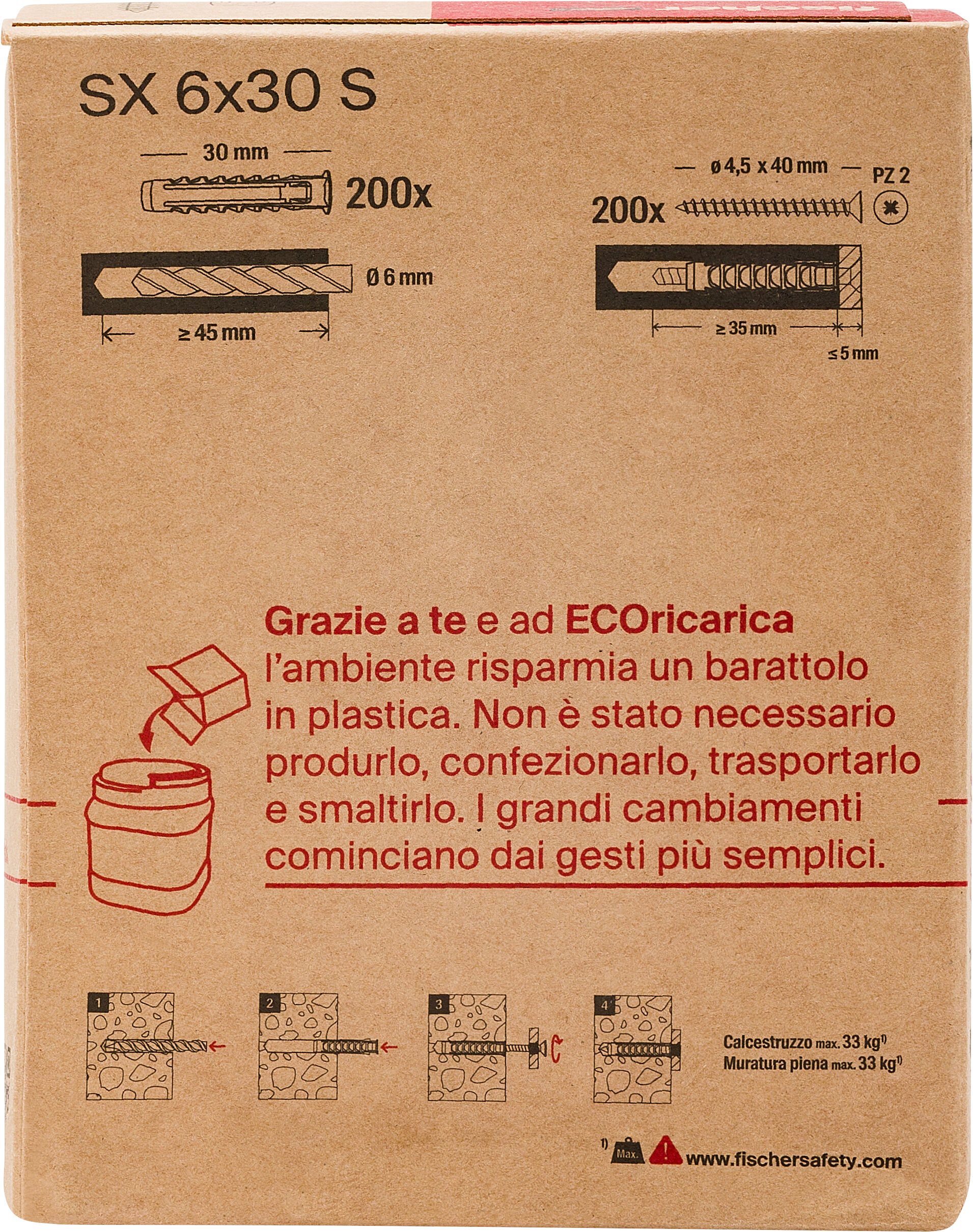 Confezione: "ECOricarica SX 6x30 S 200pz"