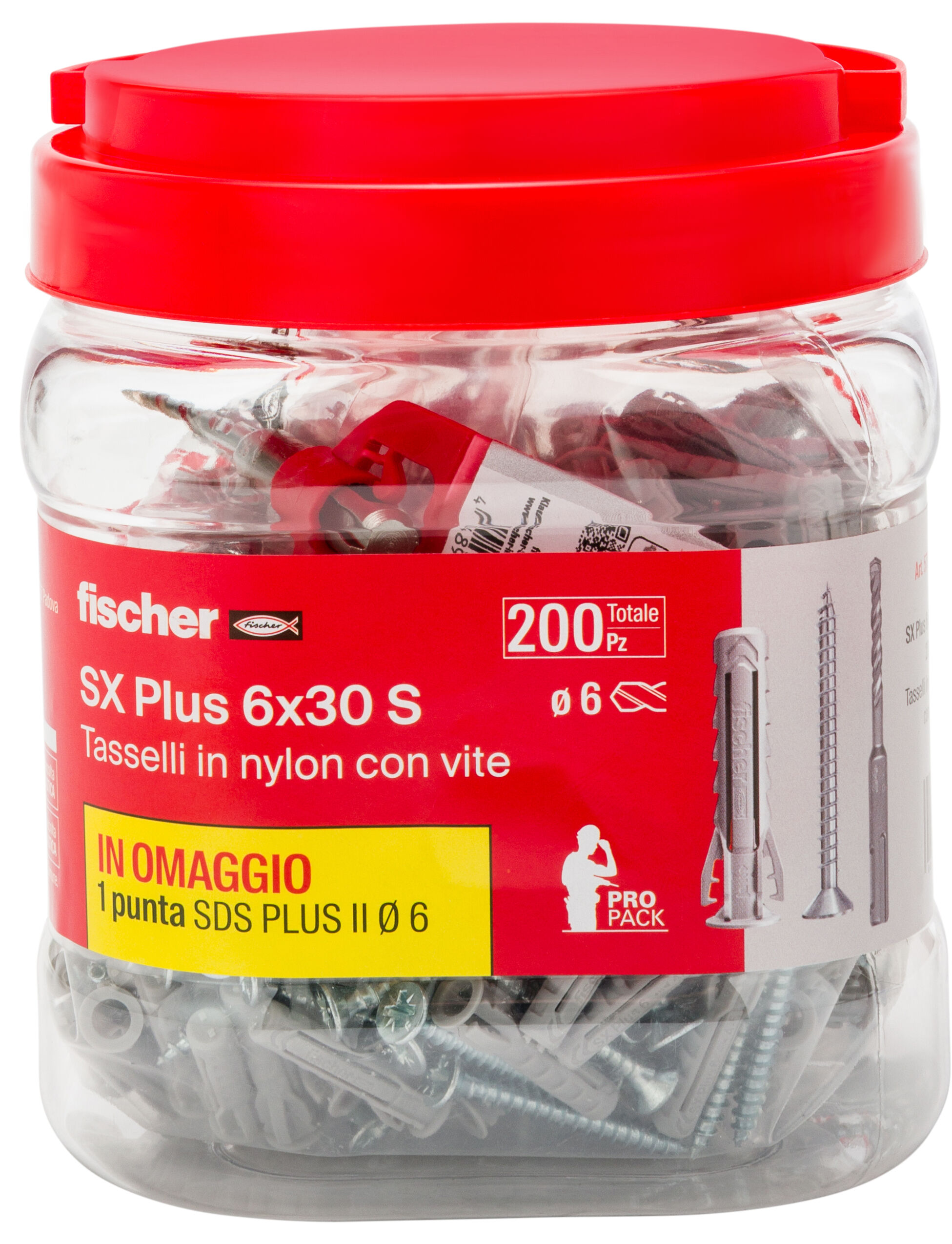 Confezione: "SX Plus 6x30 S con punta, ProPack da 200 pz"