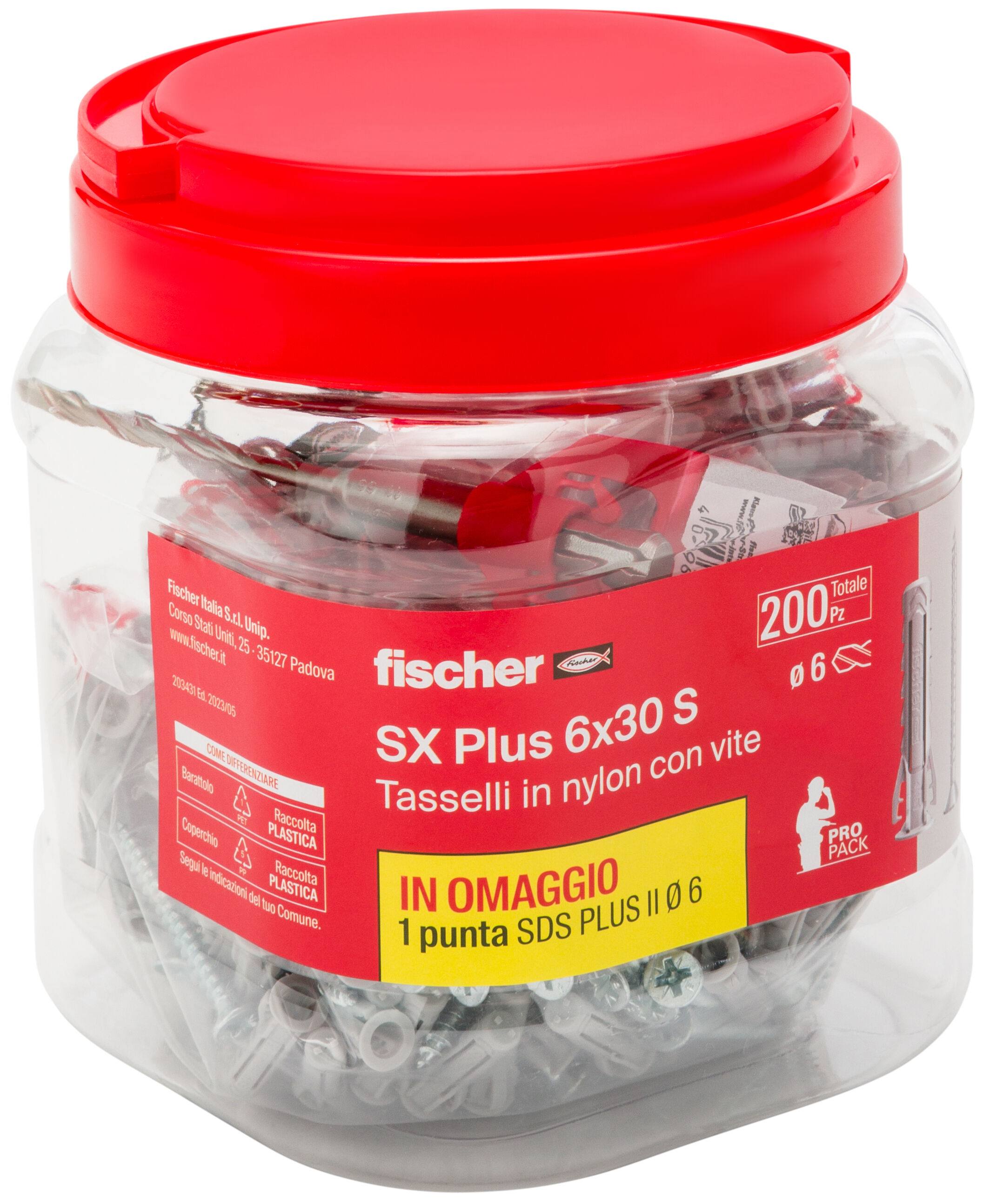 Confezione: "SX Plus 6x30 S con punta, ProPack da 200 pz"