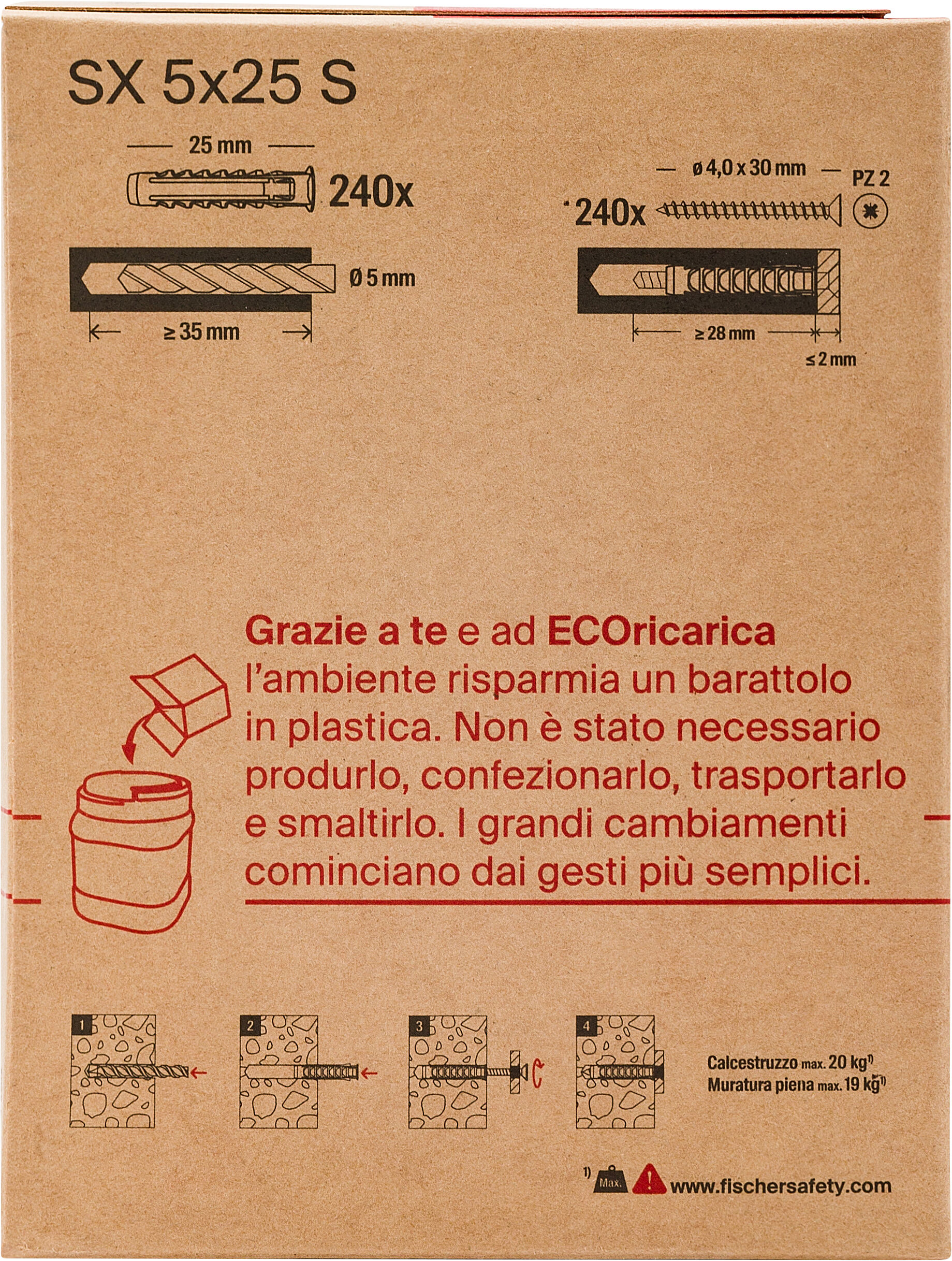 Confezione: "ECOricarica SX 5x25 S 240pz"