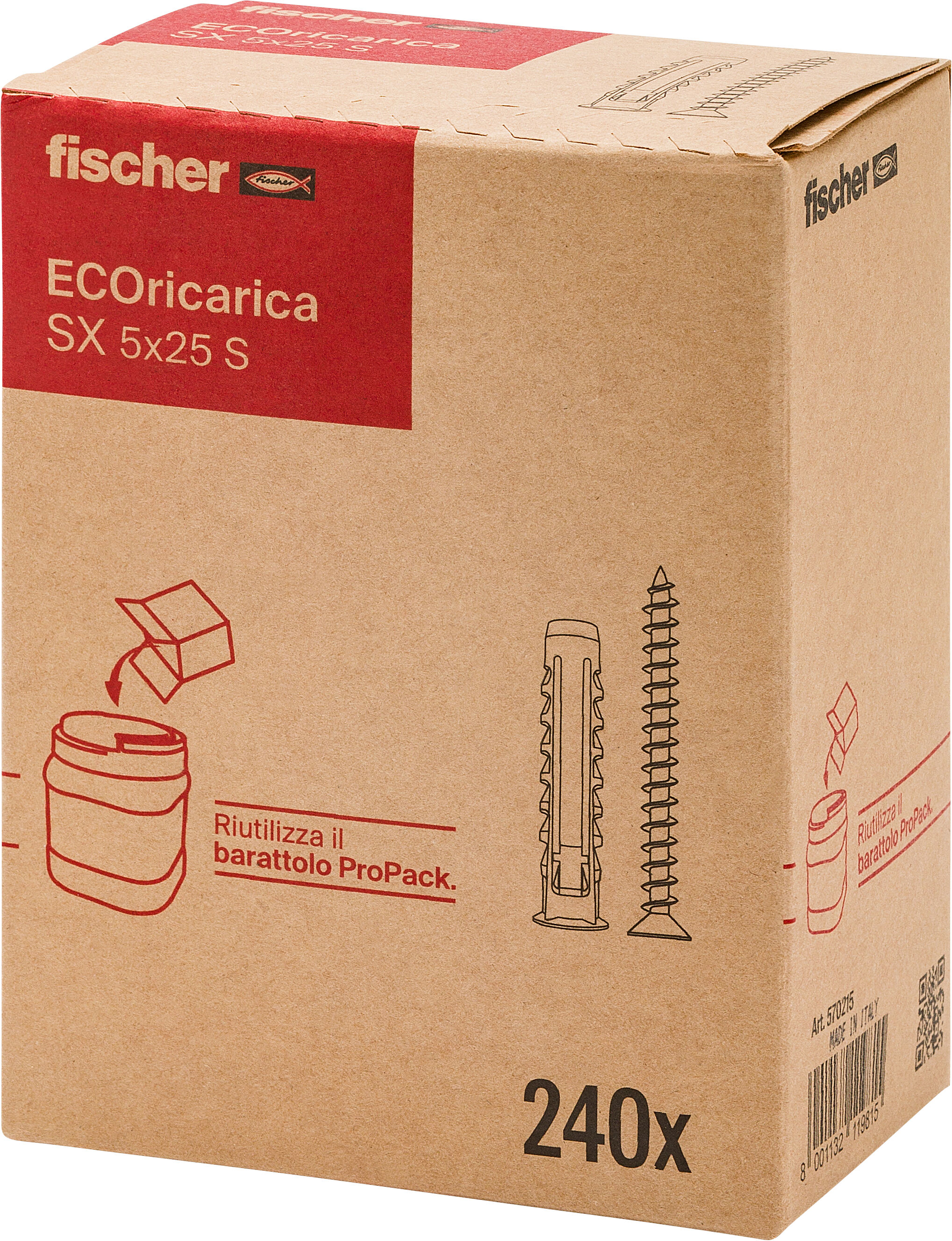 Confezione: "ECOricarica SX 5x25 S 240pz"
