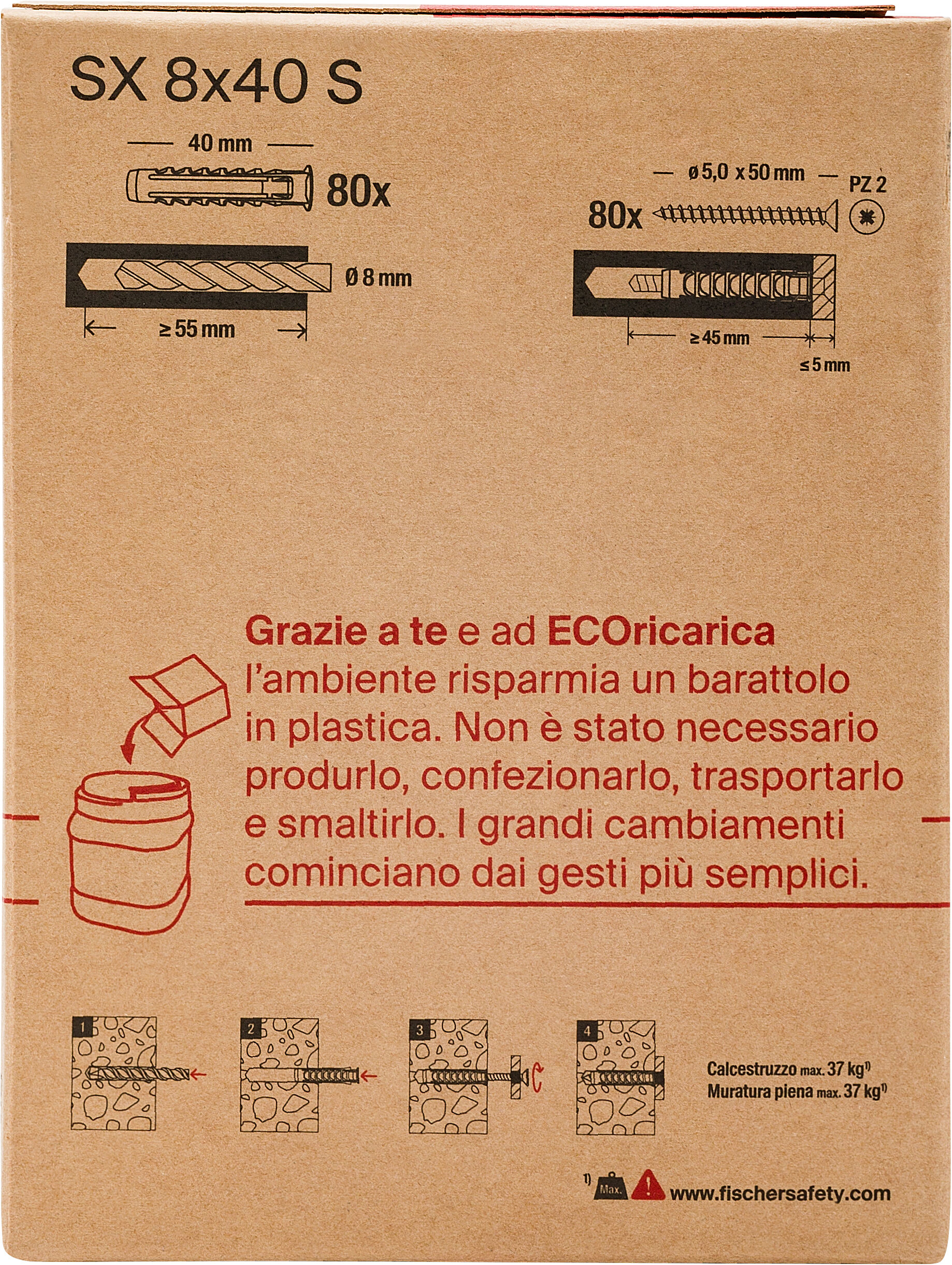 Confezione: "ECOricarica SX 8x40 S 80pz"