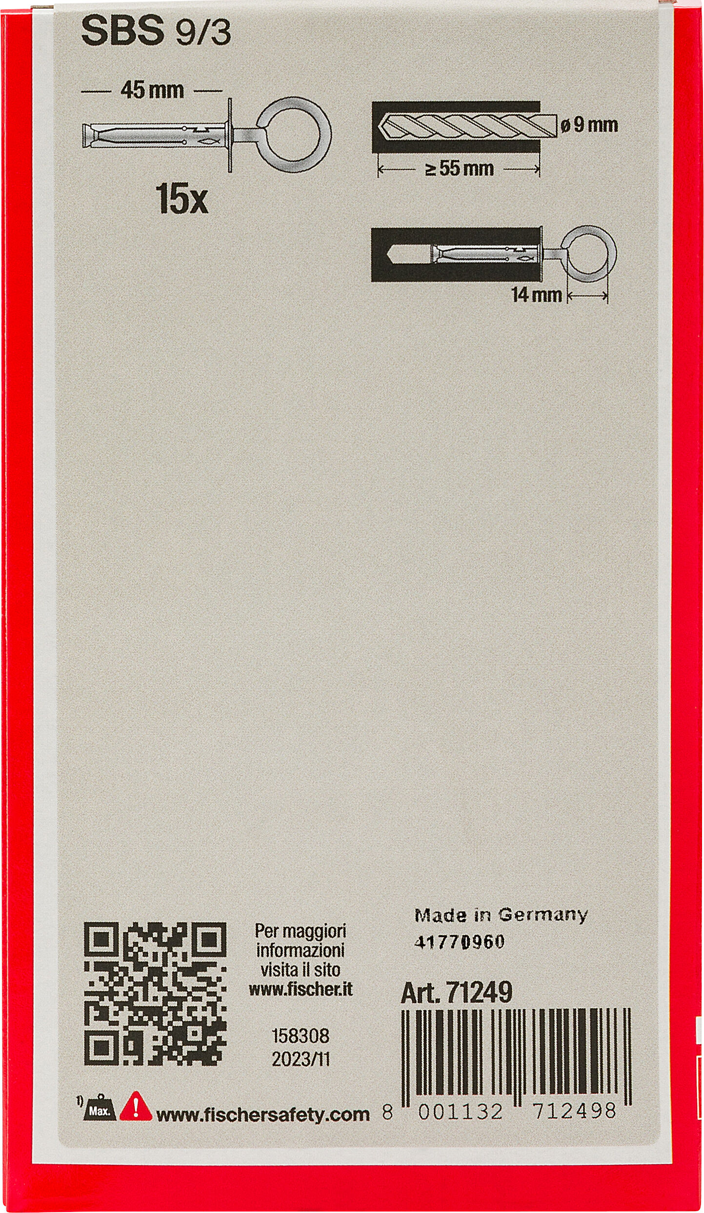 Confezione: "SBS 9/3 Y"