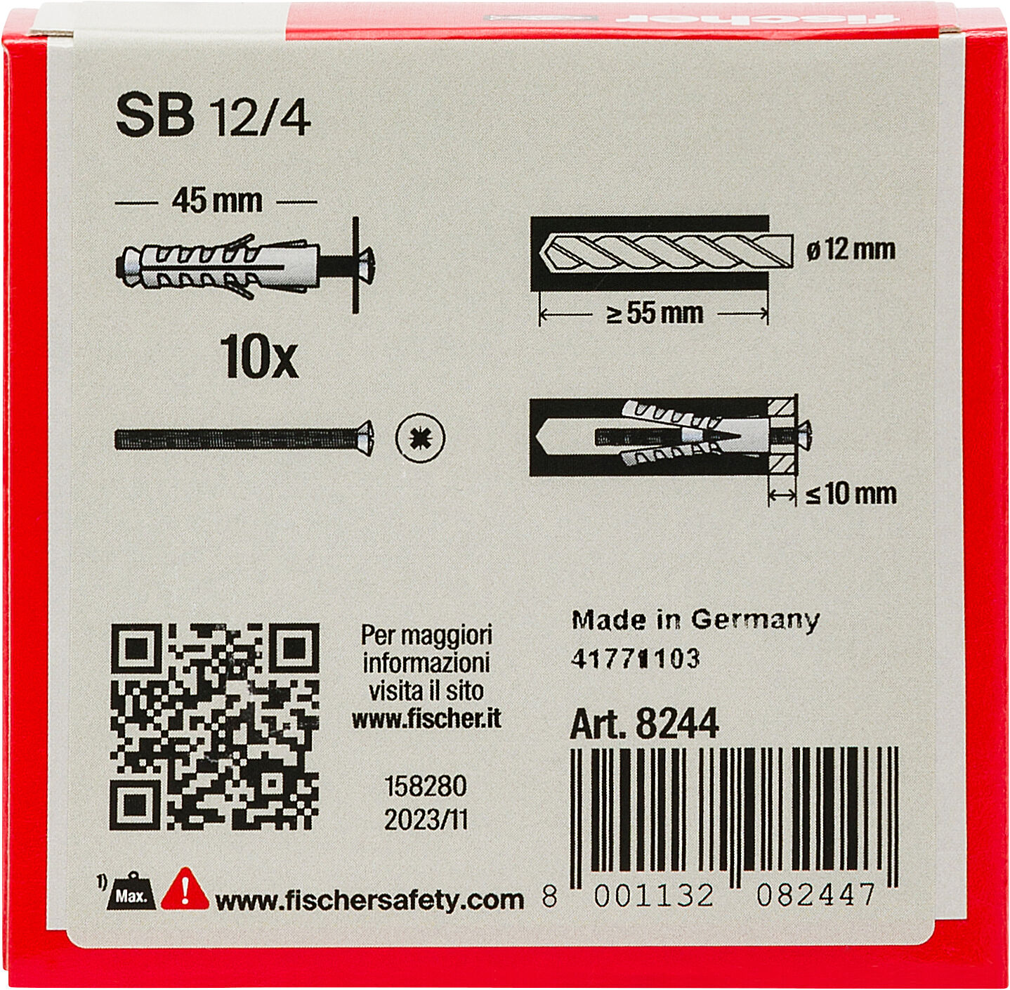 Confezione: "SB 12/4 Y"