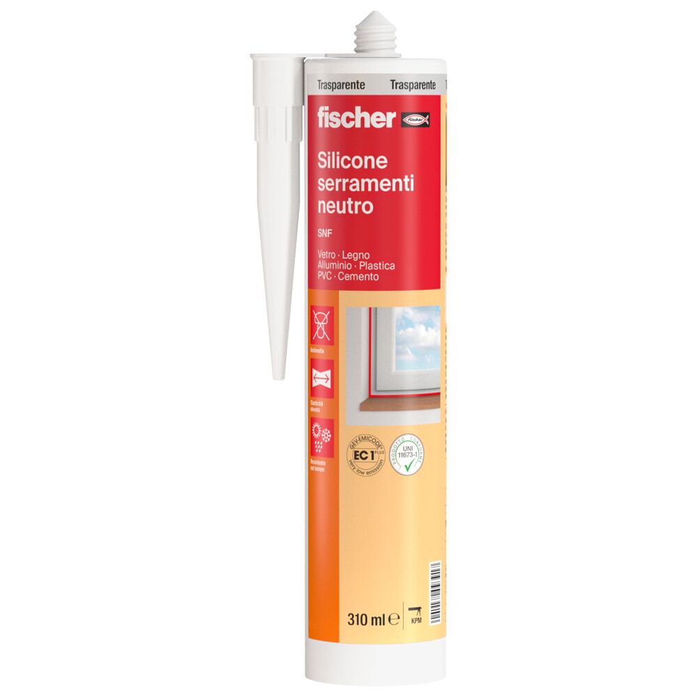 Fischer SNS Silicone Bianco Per Bagno Antimuffa, Sigillante Sanitari