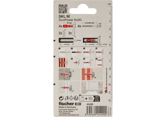 Packaging: "fischer ayna sabitlemesi SKL M K SB kart"