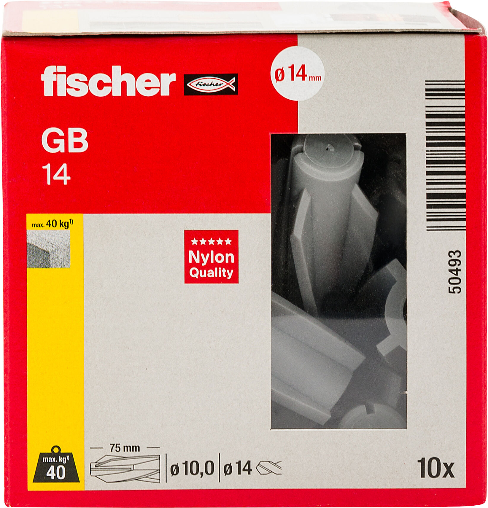 Packaging: "fischer Gasbetonplug GB 14"